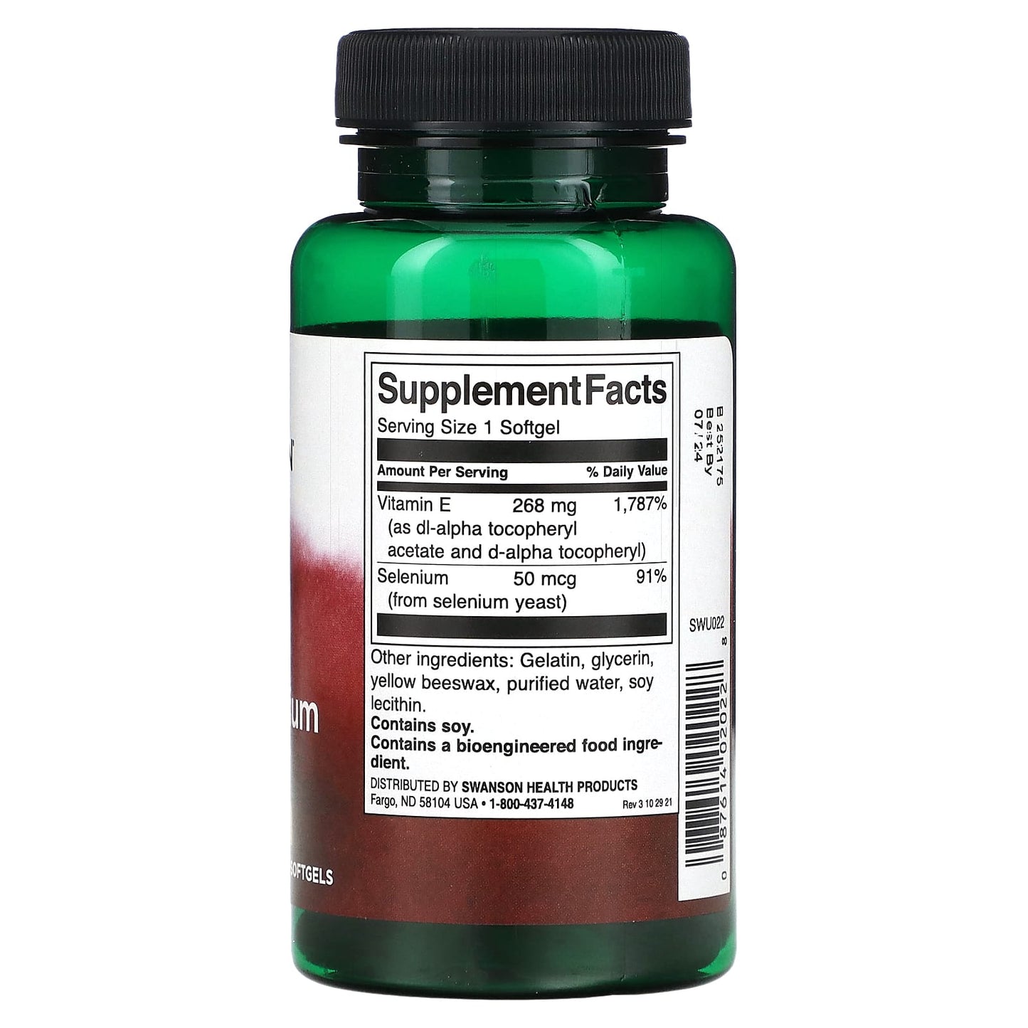 Swanson, Vitamin E with Selenium, 400 IU, 90 Softgels - Image 2