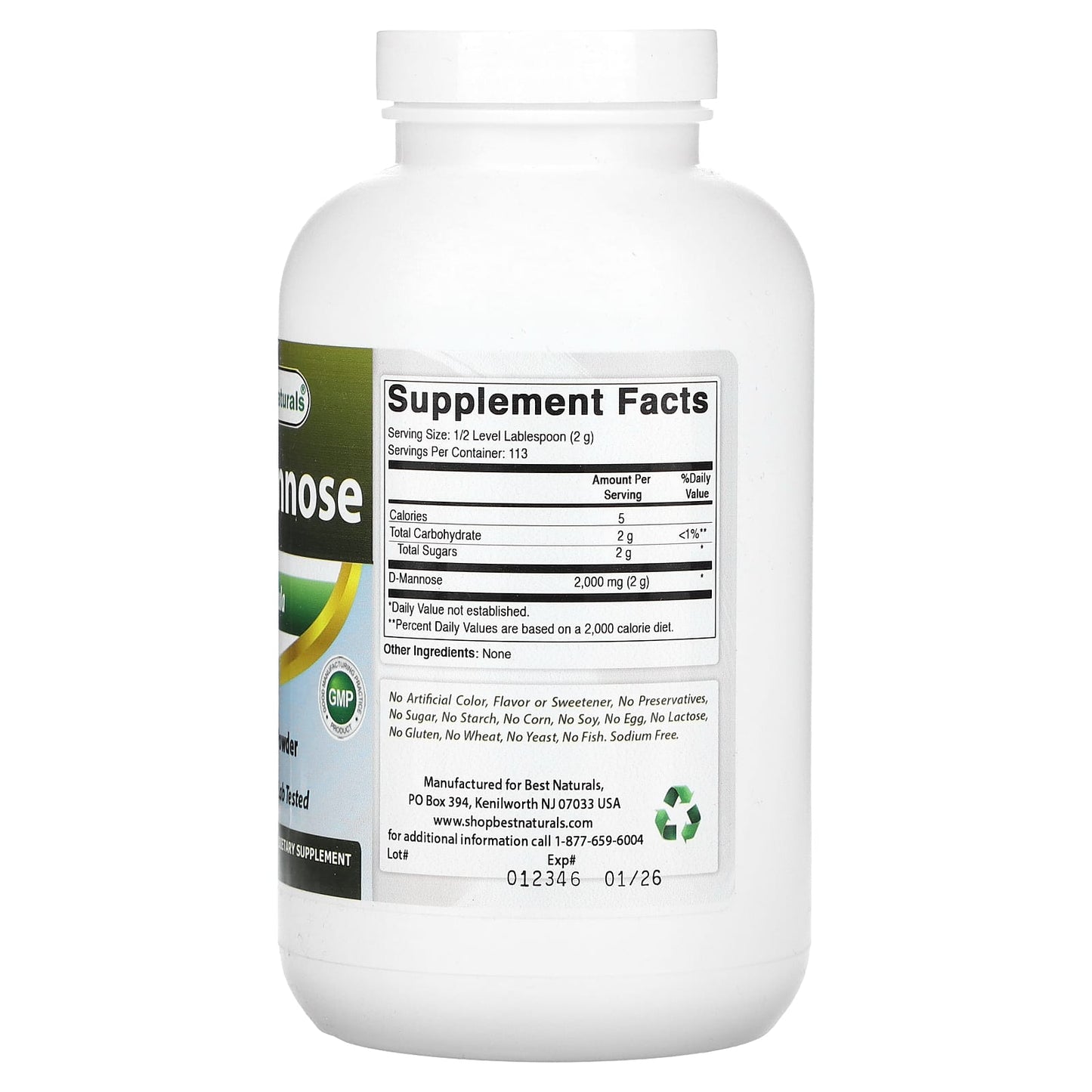 D-Mannose Supplement by Best Naturals, 8 oz - Image 2