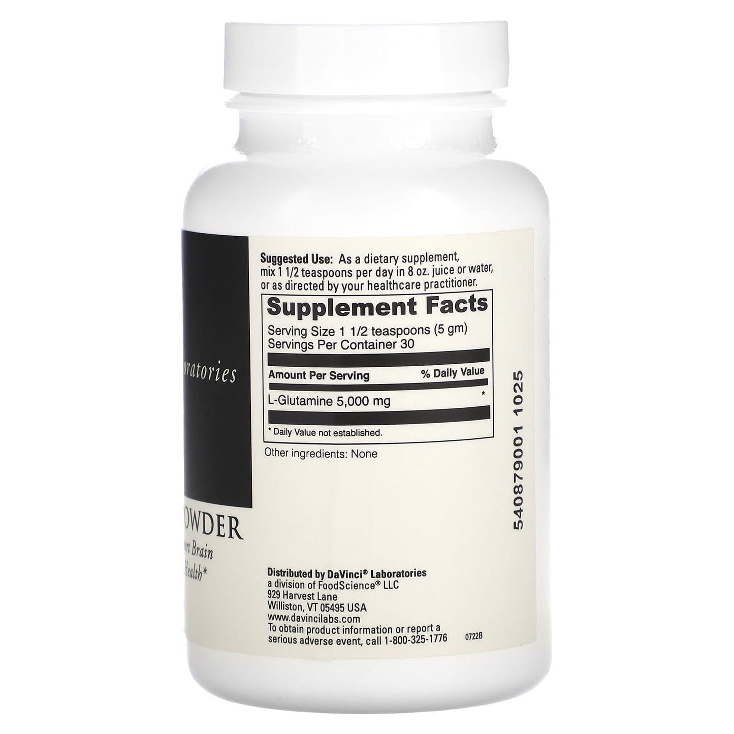 DaVinci Laboratories L-Glutamine Powder for Brain & Digestive Health - Image 2