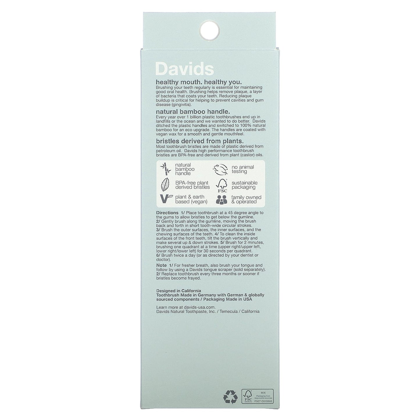 Davids Bamboo Toothbrush Set - Eco Friendly & Cruelty Free - Image 2