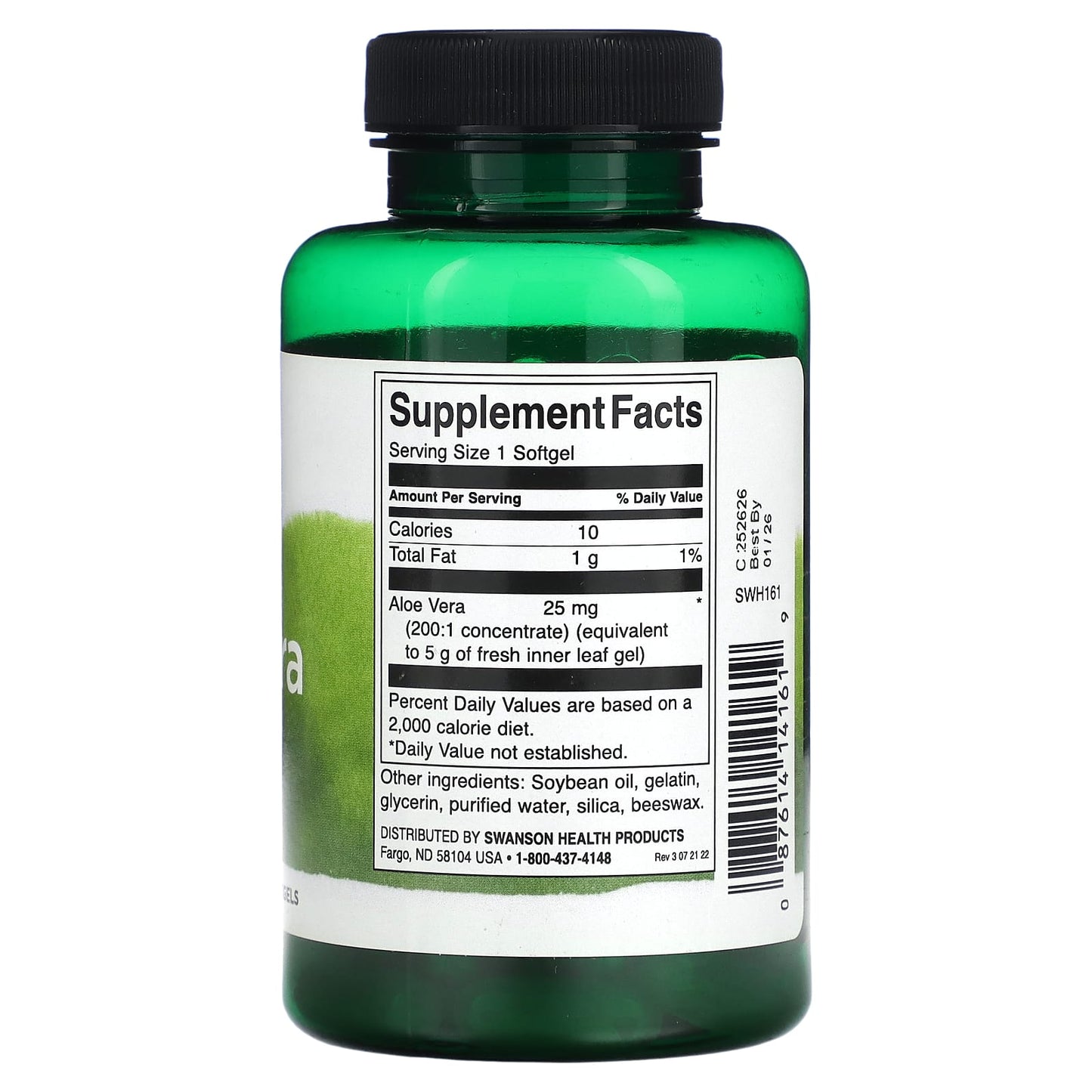 Swanson, Aloe Vera, 25 mg, 100 Softgels - Image 2