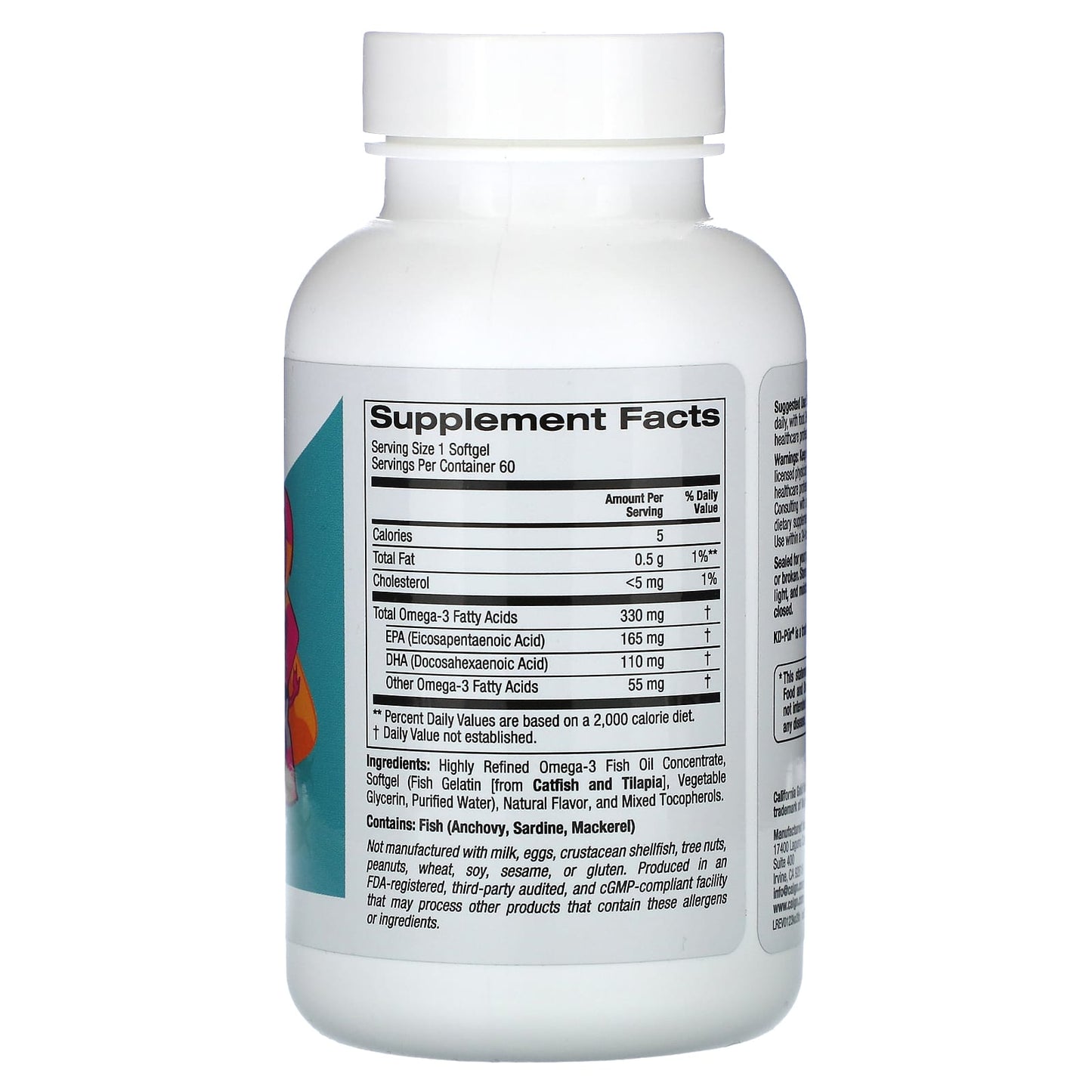 California Gold Nutrition Kid's Omega-3 Fish Oil Natural Strawberry 60 Softgels - Image 2