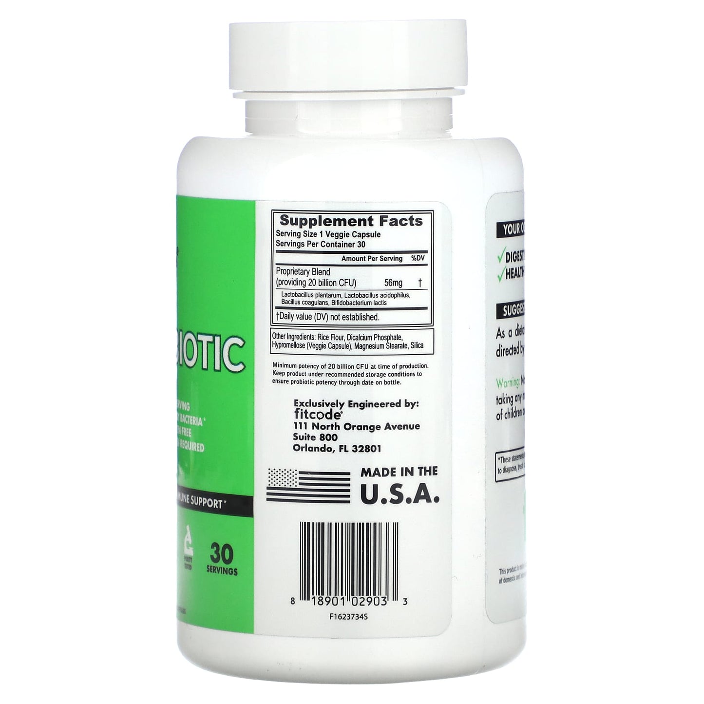 Support Healthy Gut Bacteria with Fitcode Probiotics - 30 Capsules - Image 2
