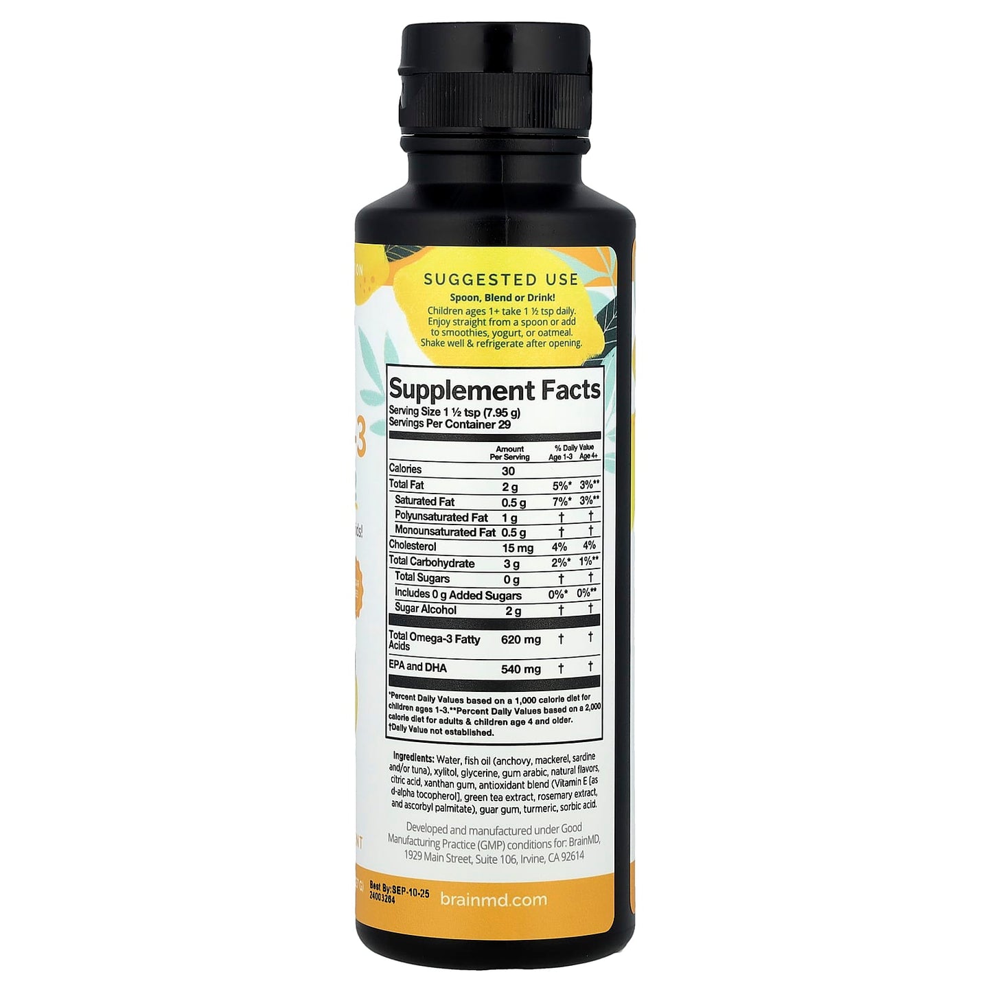 BrainMD Kids Omega-3 Squeeze, Lemonade, 8 oz, Sugar Free & Gluten Free - Image 2