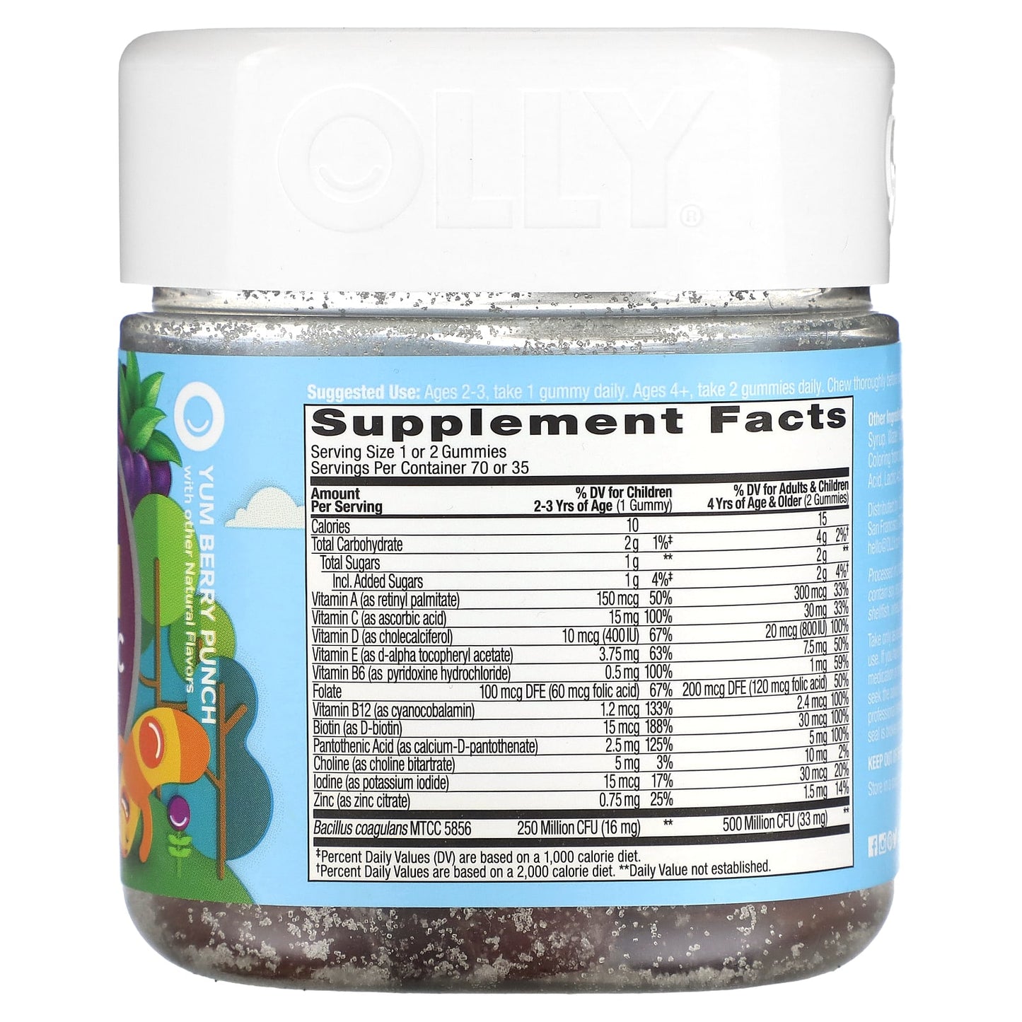 OLLY, Kids Multi + Probiotic, Yum Berry Punch, 70 Gummies - Image 2