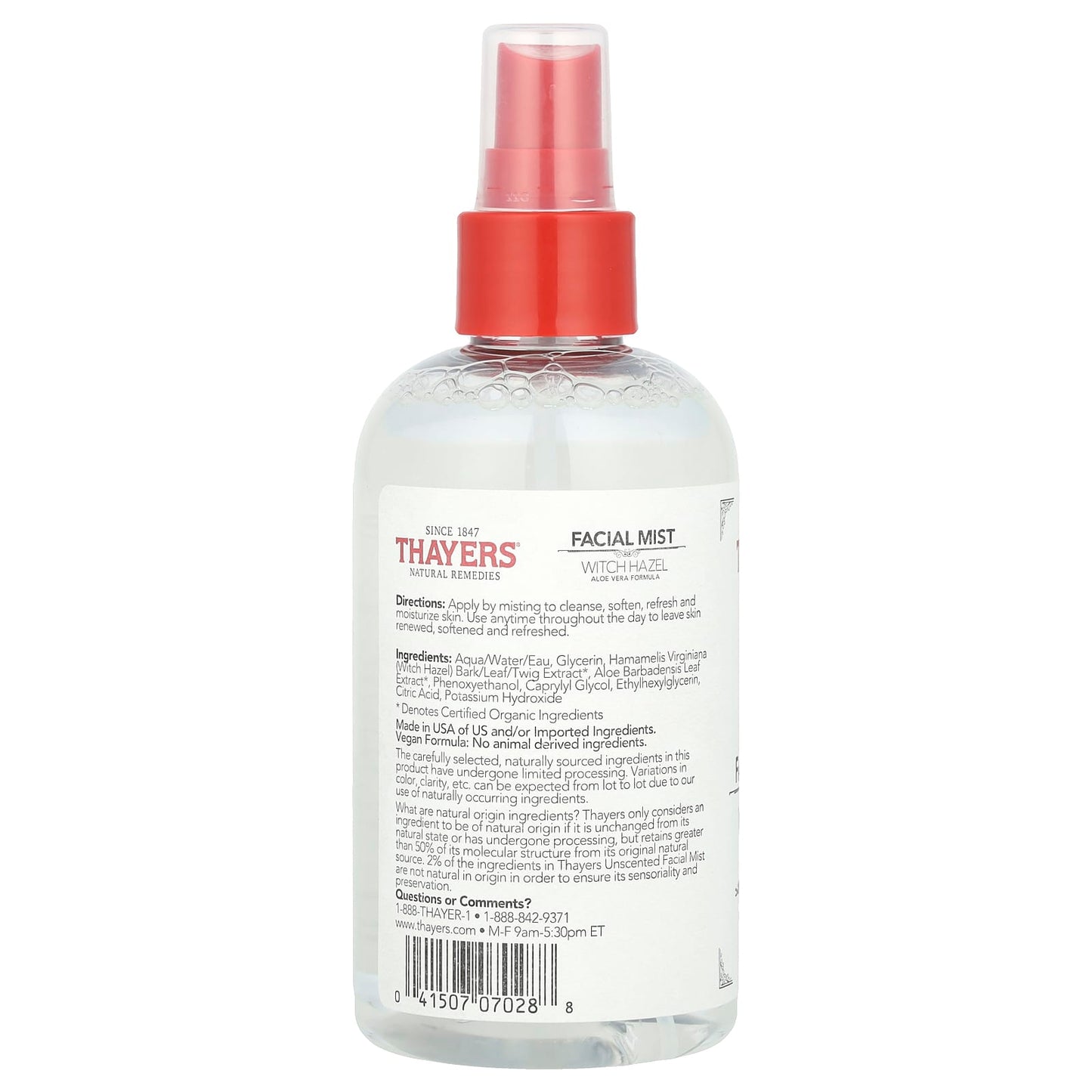 Thayers, Witch Hazel Facial Mist, Alcohol-Free, Unscented, 8 fl oz (237 ml) - Image 2