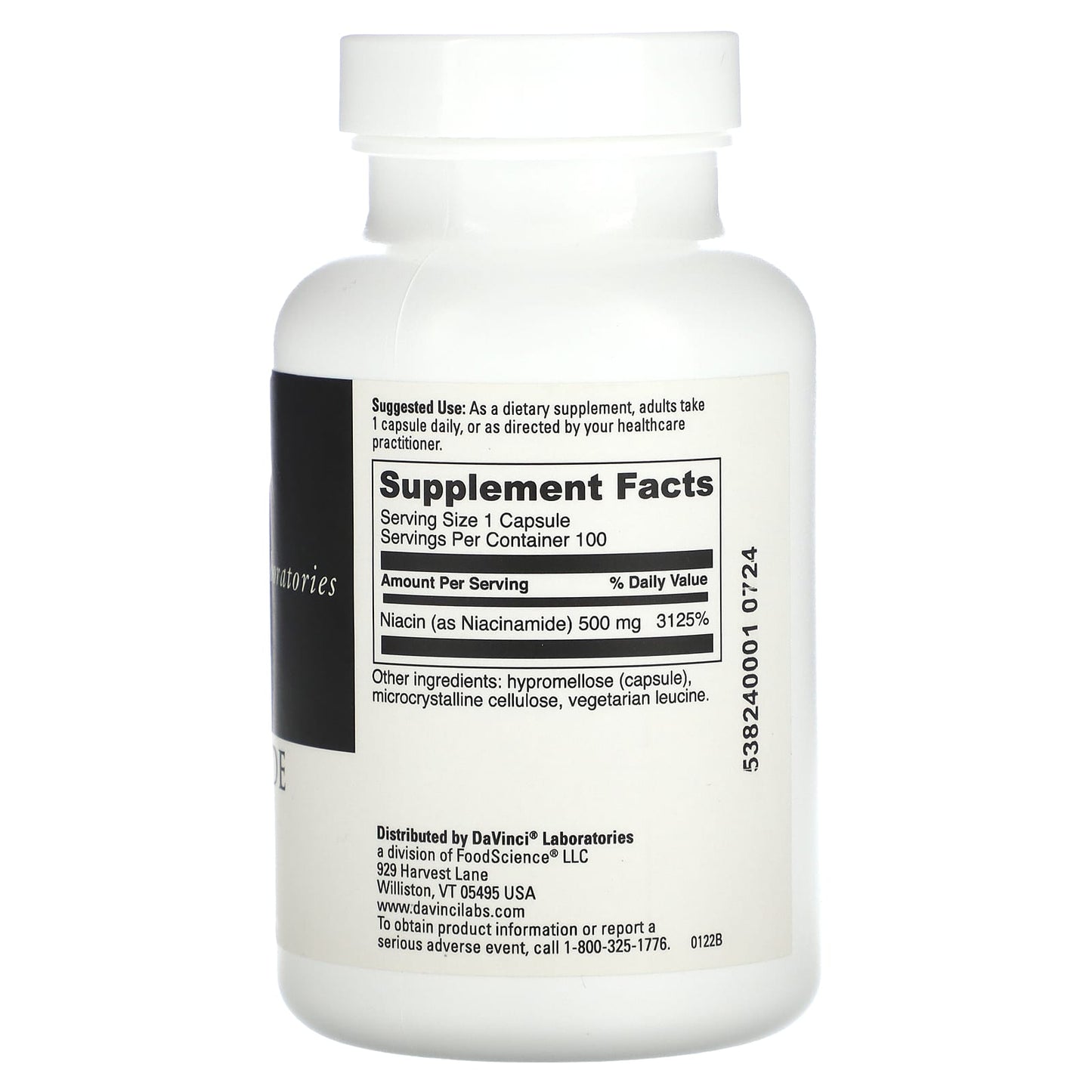 DaVinci Laboratories, Niacinamide, 500 mg, 100 Capsules