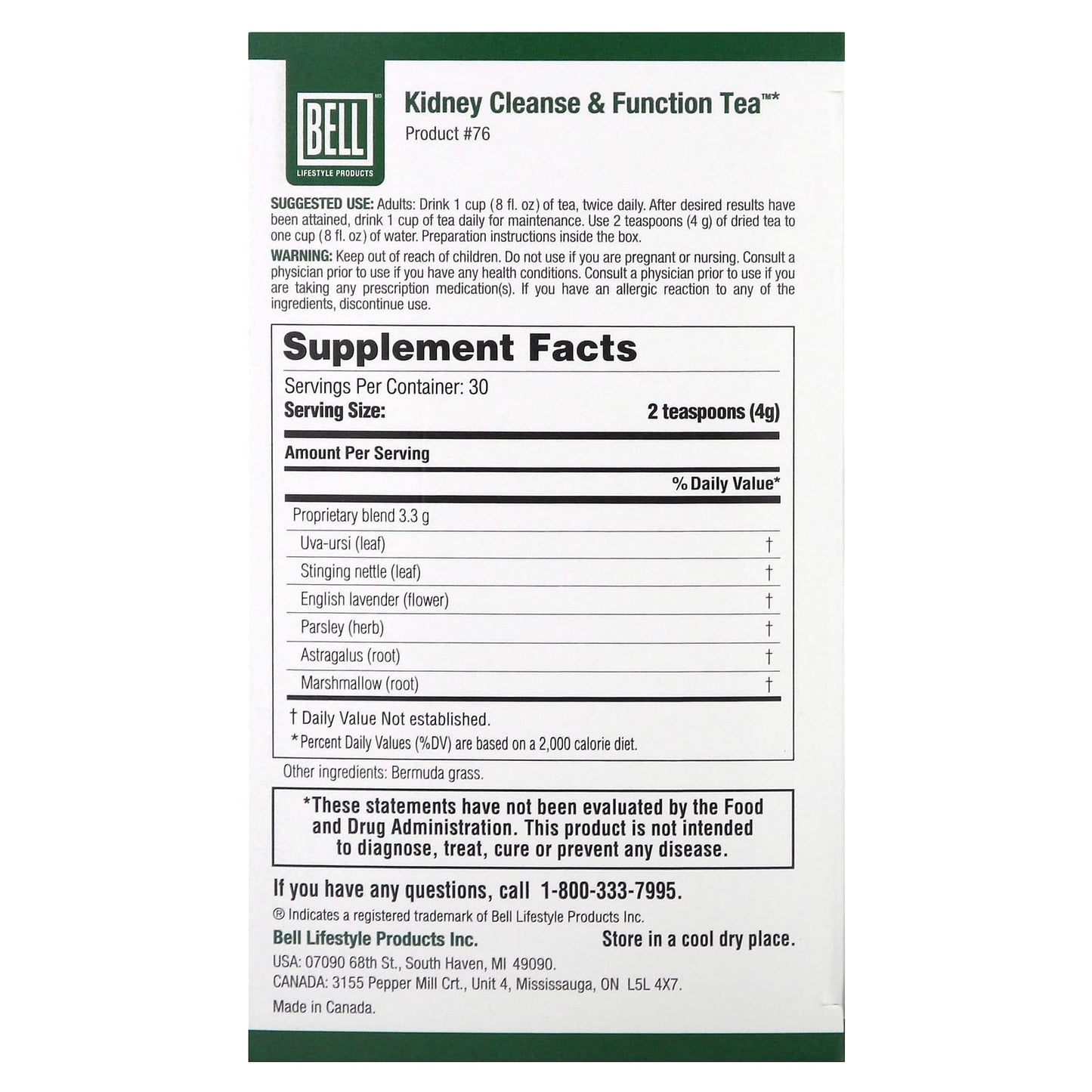 Support Kidney Health with Bell Lifestyle Kidney Cleanse Tea 4.2 oz - Image 2