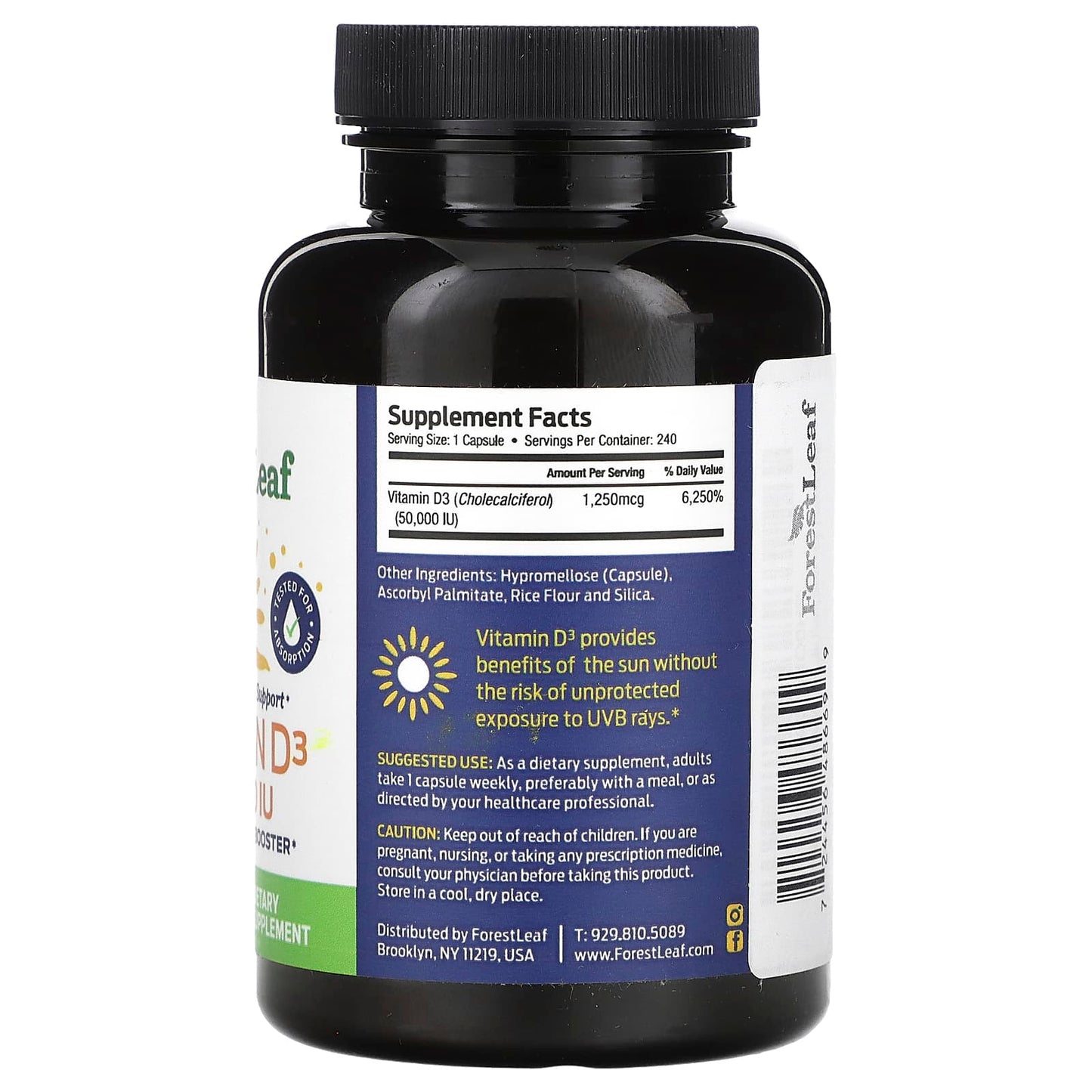 Vitamin D3 Supplement for Bone & Muscle Health - 240 Capsules - Image 2