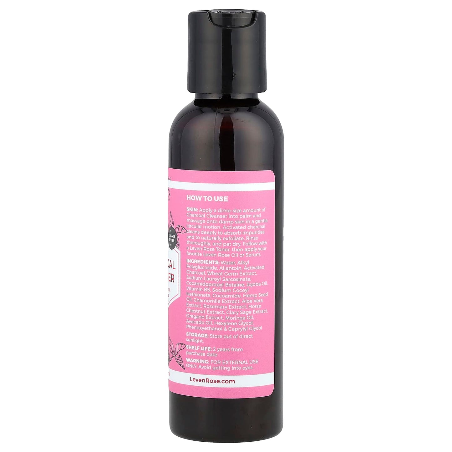 Leven Rose, Charcoal Cleanser with Jojoba Oil & Aloe Vera , 4 fl oz (118 ml) - Image 2