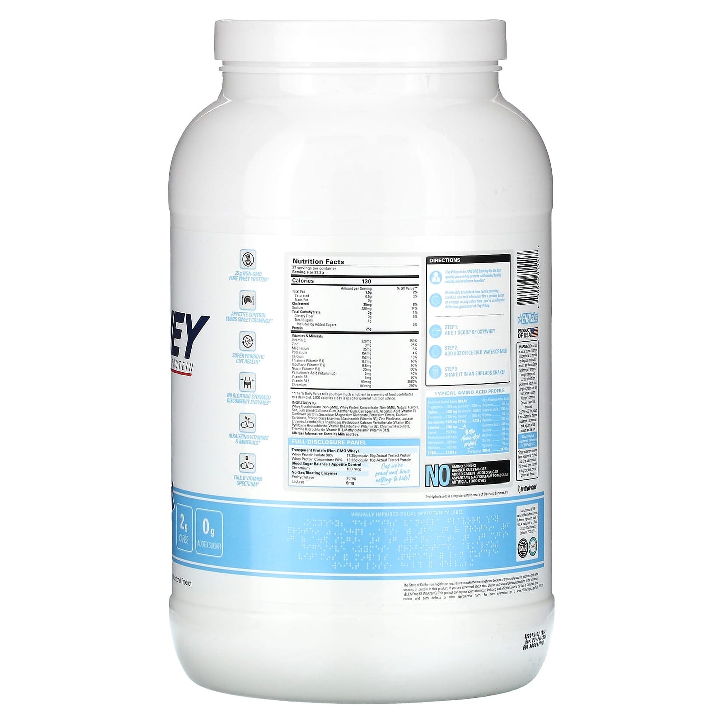 EHPlabs OxyWhey Lean Wellness Protein - Vanilla Ice Cream, 25g Non-GMO Whey - Image 2