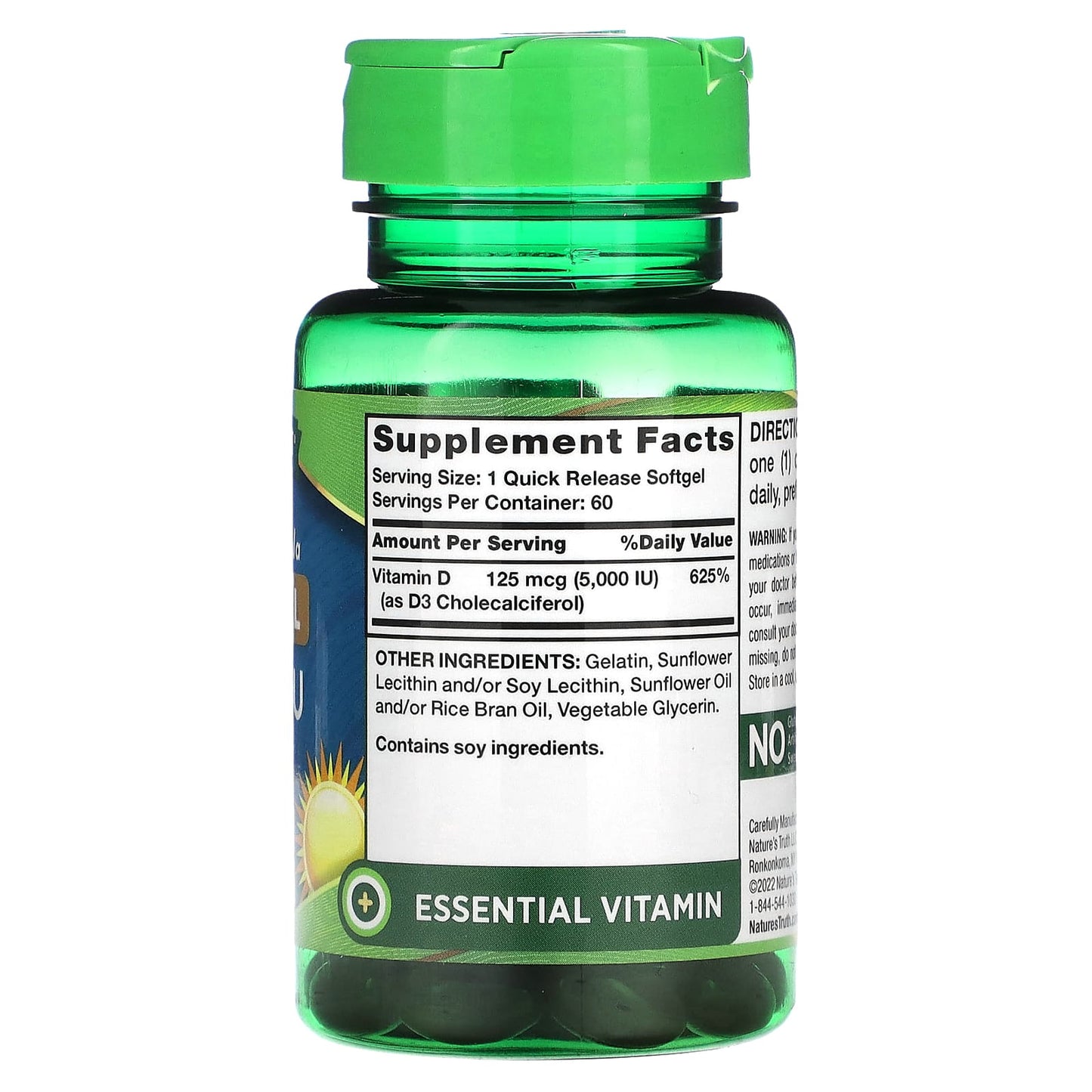 Nature's Truth, Liposomal D3, Advanced Formula, 125 mcg (5,000 IU), 60 Quick Release Softgels - Image 2