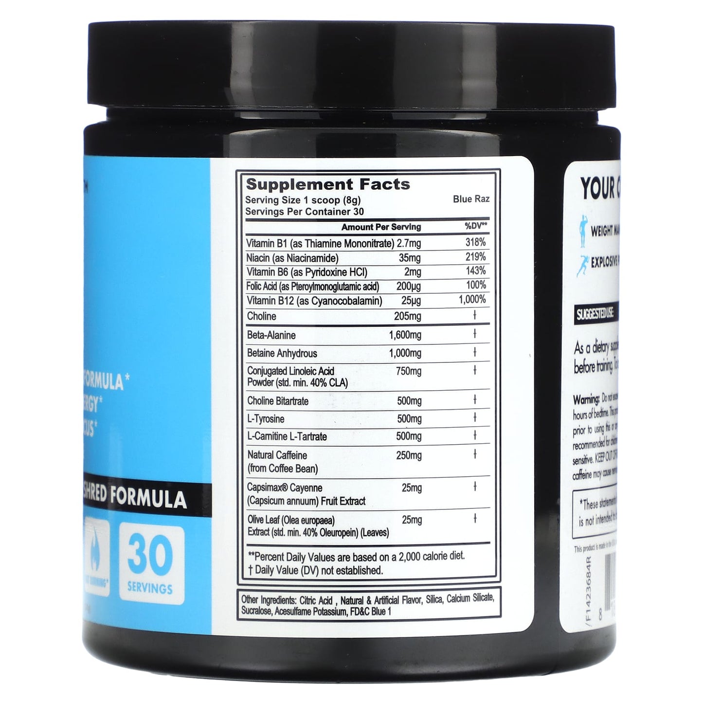 Blue Raspberry LeanPre Pre-Workout Shred Formula by FITCODE - 8.46 oz (240 g) - Image 2