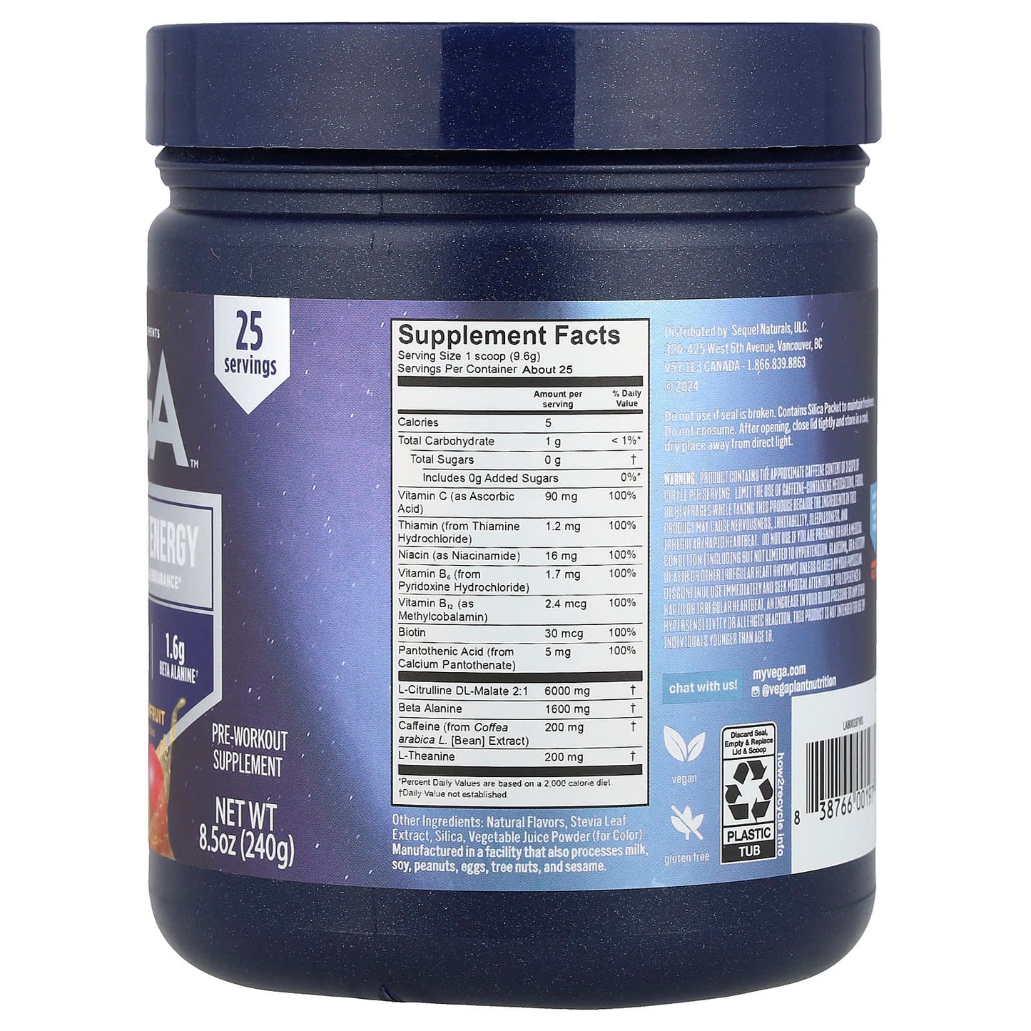 Vega, Pre-Workout Energy, Mango Passionfruit, 8.5 oz (240 g) - Image 2