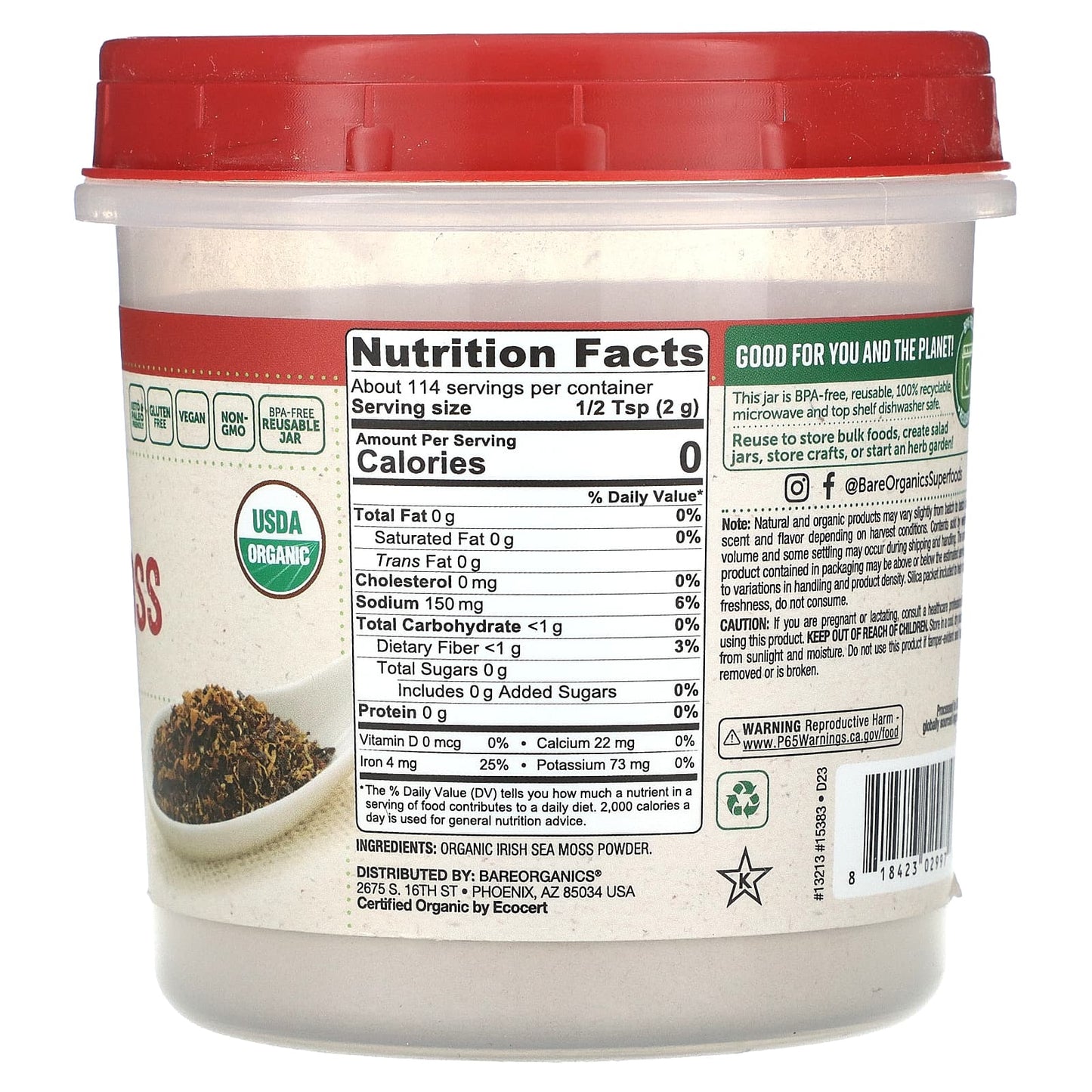 Organic Irish Sea Moss Powder for Keto & Paleo Diets, 8 oz - Image 2