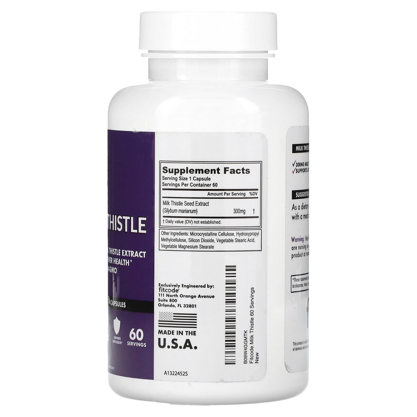 Milk Thistle Liver Support Supplement, 300mg, 60 Capsules by FITCODE - Image 2