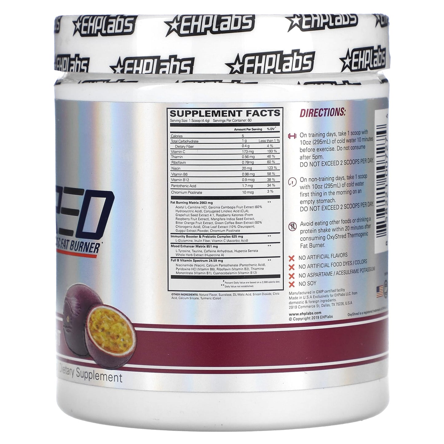 EHPlabs OxyShred Thermogenic Fat Burner, 9.3 oz (264g) - Image 2