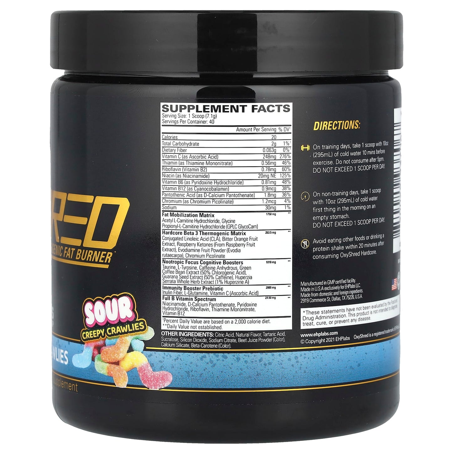 EHPlabs OxyShred Hardcore Thermogenic Fat Burner - 284g - Image 2