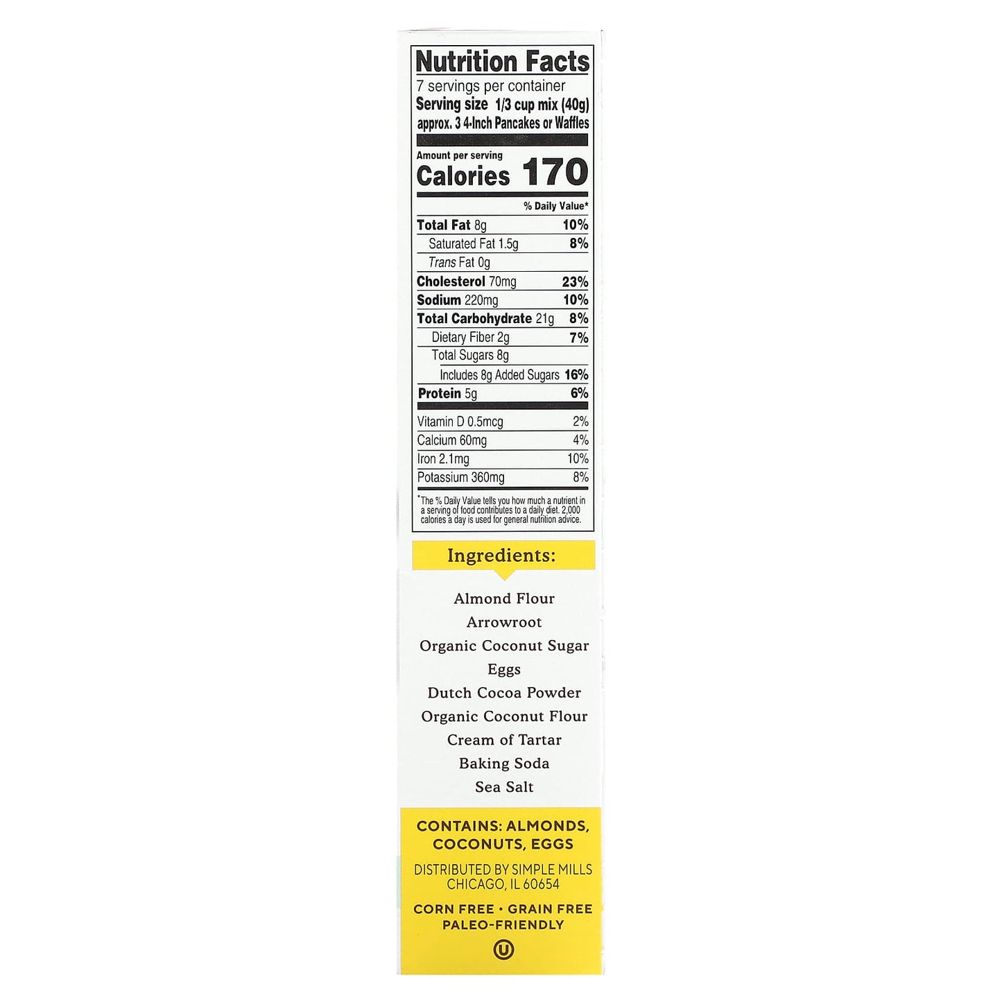 Simple Mills, Almond Flour Pancake & Waffle Mix, Cocoa, 10 oz (283.5 g) - Image 2