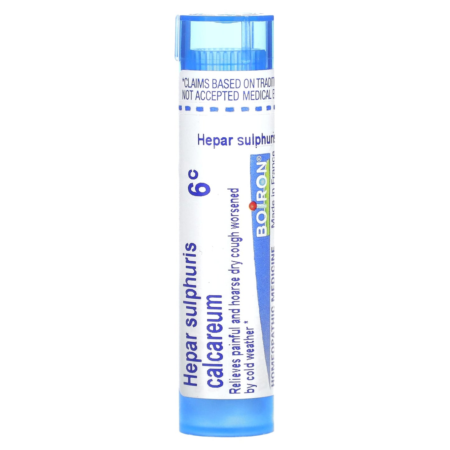 Boiron Hepar Sulphuris Calcareum 6C for Dry Cough Relief, 80 Pellets - Image 1