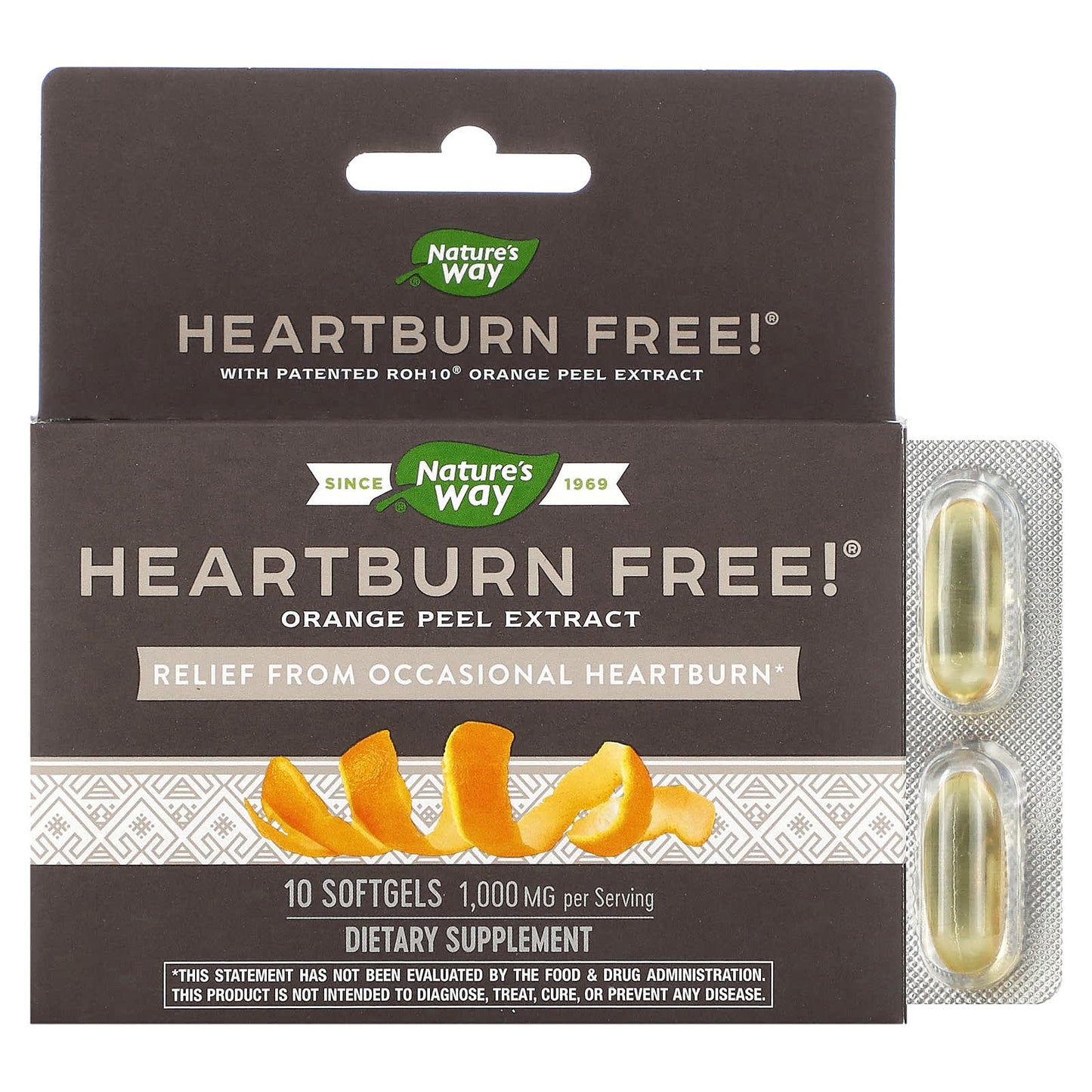 Nature's Way, Heartburn Free, 1,000 mg, 10 Softgels - Image 1