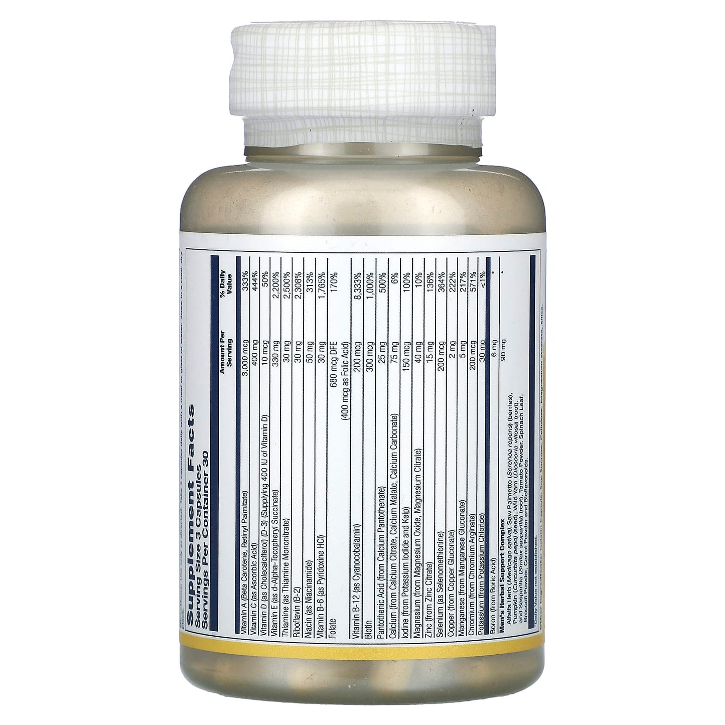Solaray, Men's Golden Multivitamin, 90 Capsules - Image 2
