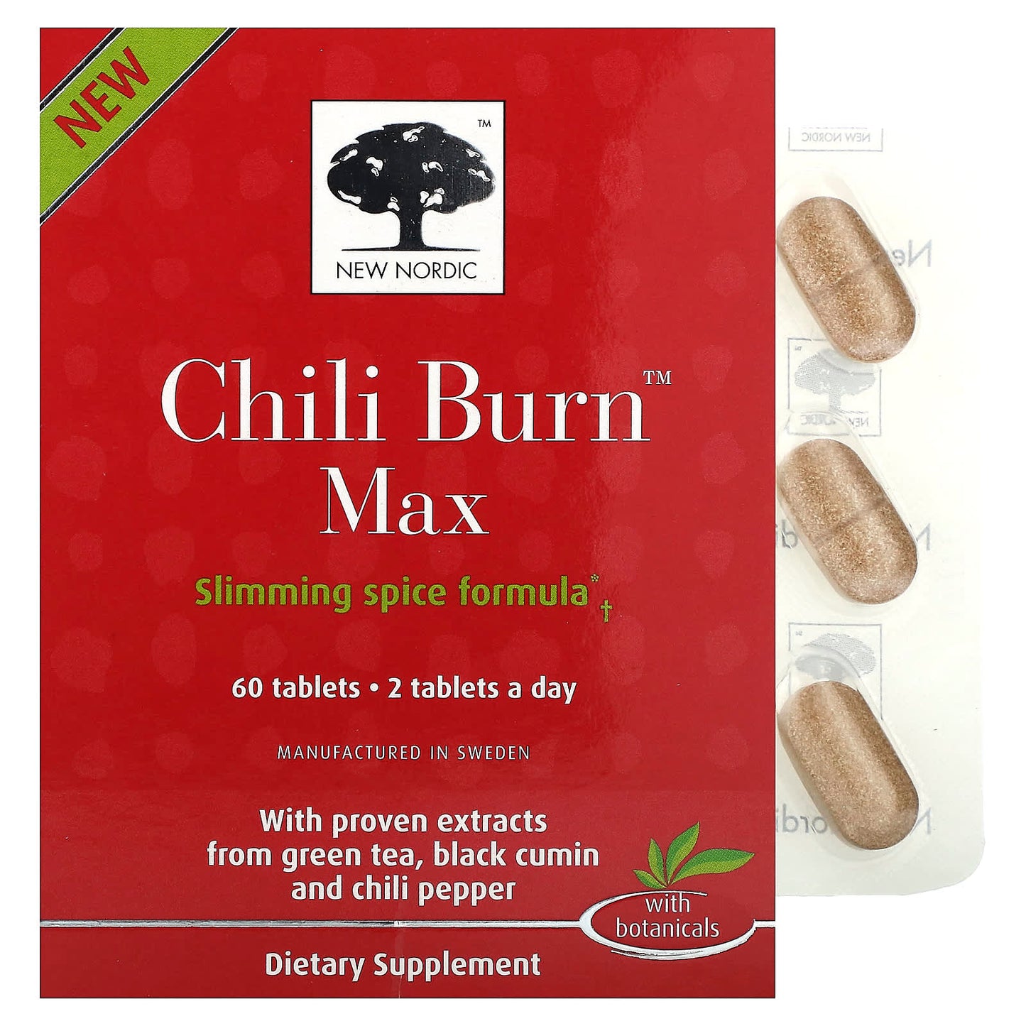 New Nordic, Chili Burn Max, 60 Tablets - Image 1