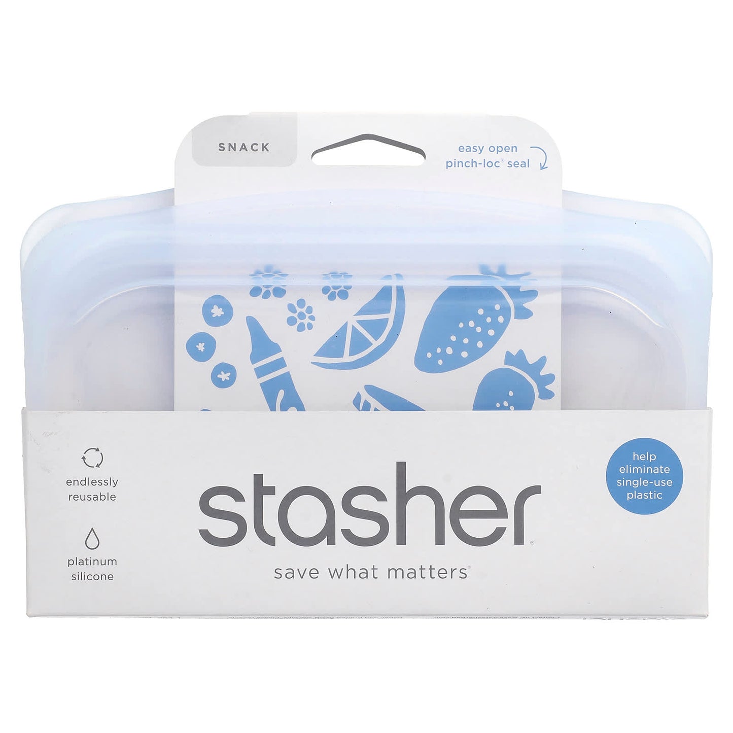 Stasher, Reusable Silicone Food Bag, Snack Size, Clear, 12 fl oz (355 ml) - Image 1