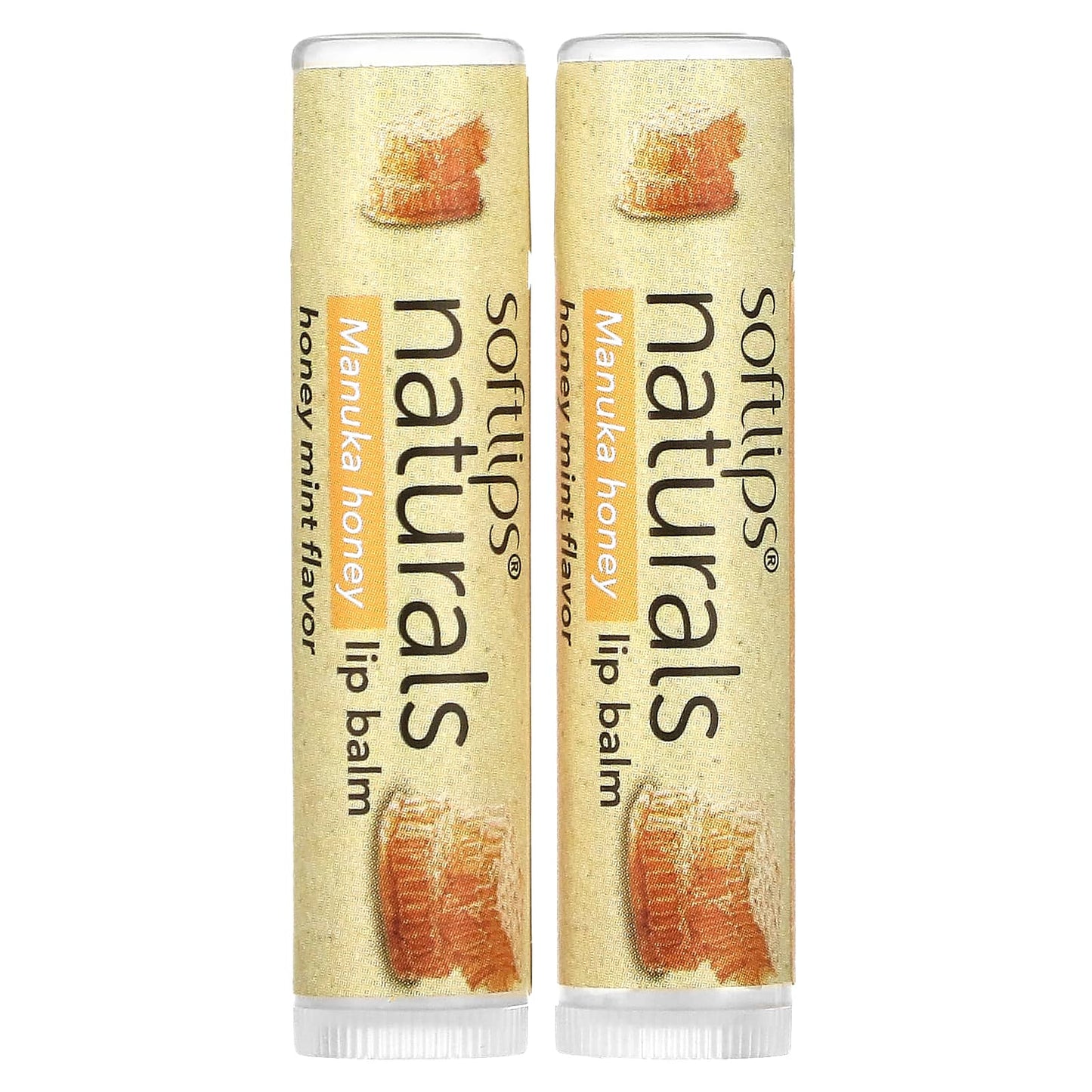 Softlips, Naturals Lip Balm with Manuka Honey, Honey Mint, 2 Sticks, 0.15 oz (4.2 g) Each - Image 1