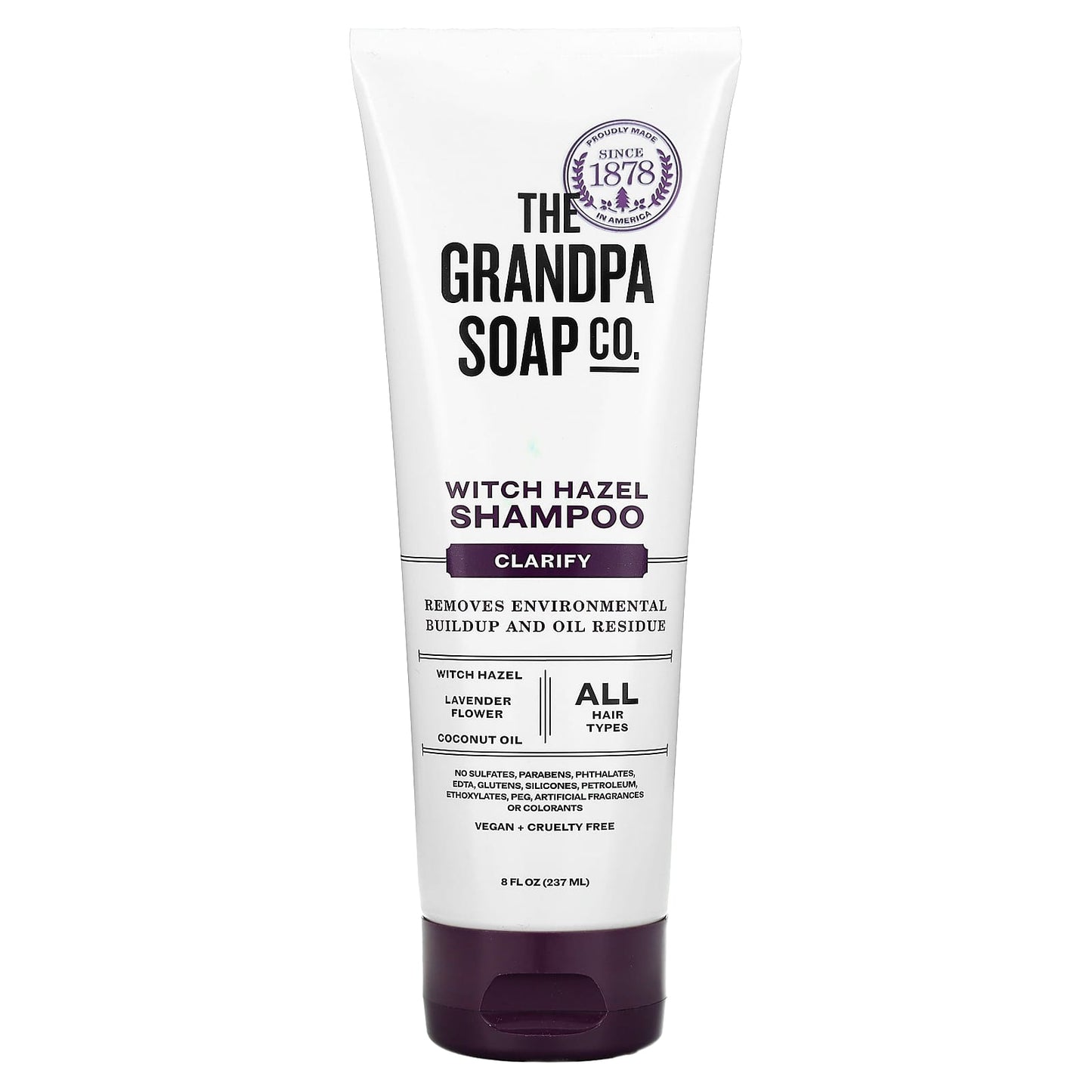 The Grandpa Soap Co., Witch Hazel Shampoo, Clarify, All Hair Types, 8 fl oz (237 ml) - Image 1