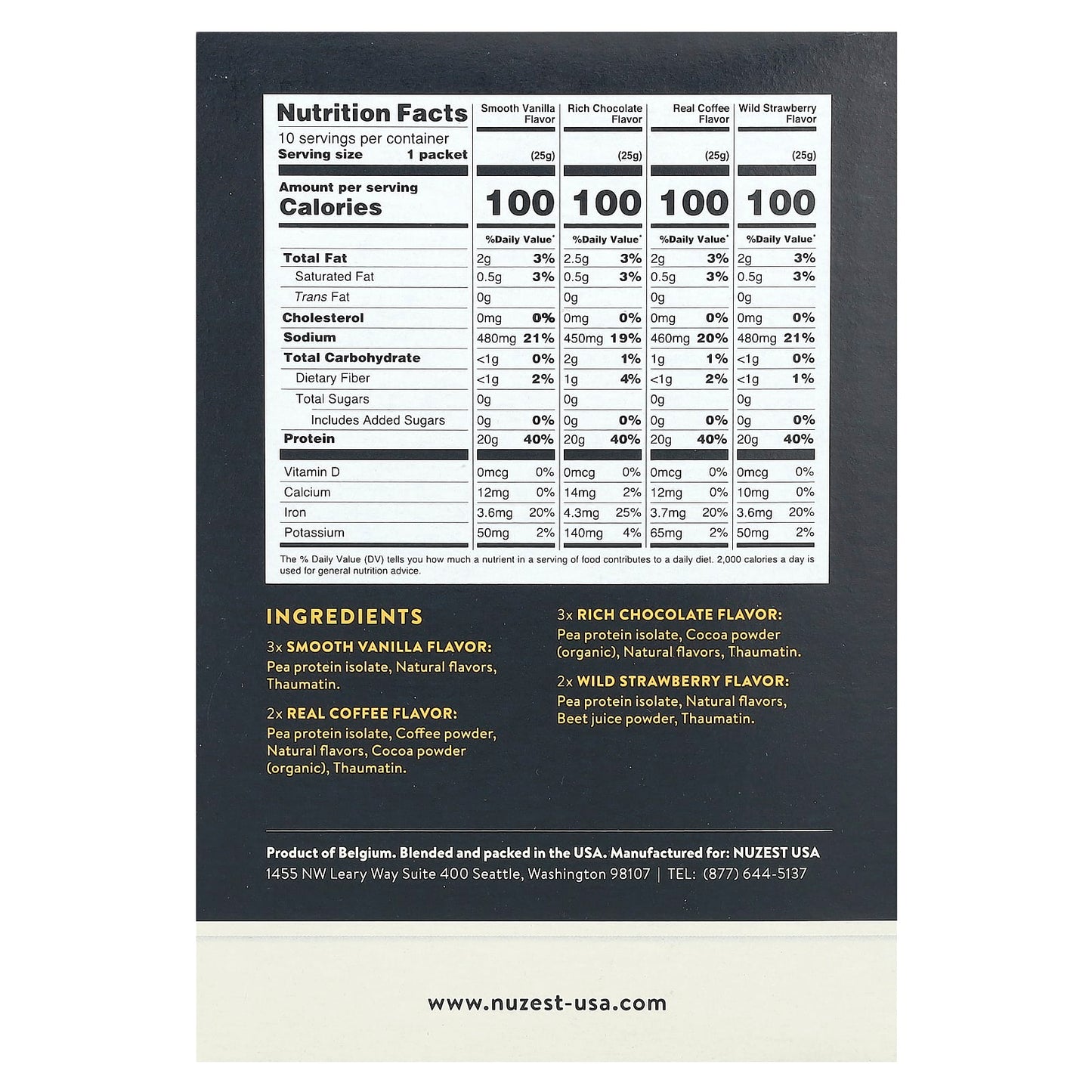 Nuzest, Clean Lean Protein, 4 Flavor Mix Pack, 10 Packets, 0.9 oz (25 g) Each - Image 2