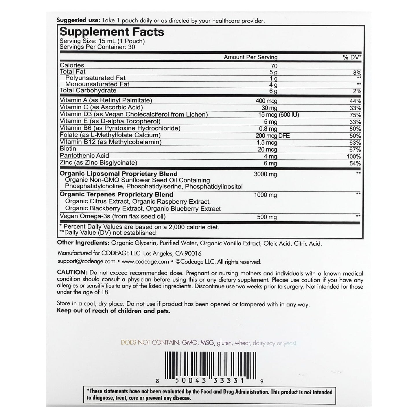 CodeAge Teen Daily Formula - Liposomal Multivitamins for Teens - Image 2