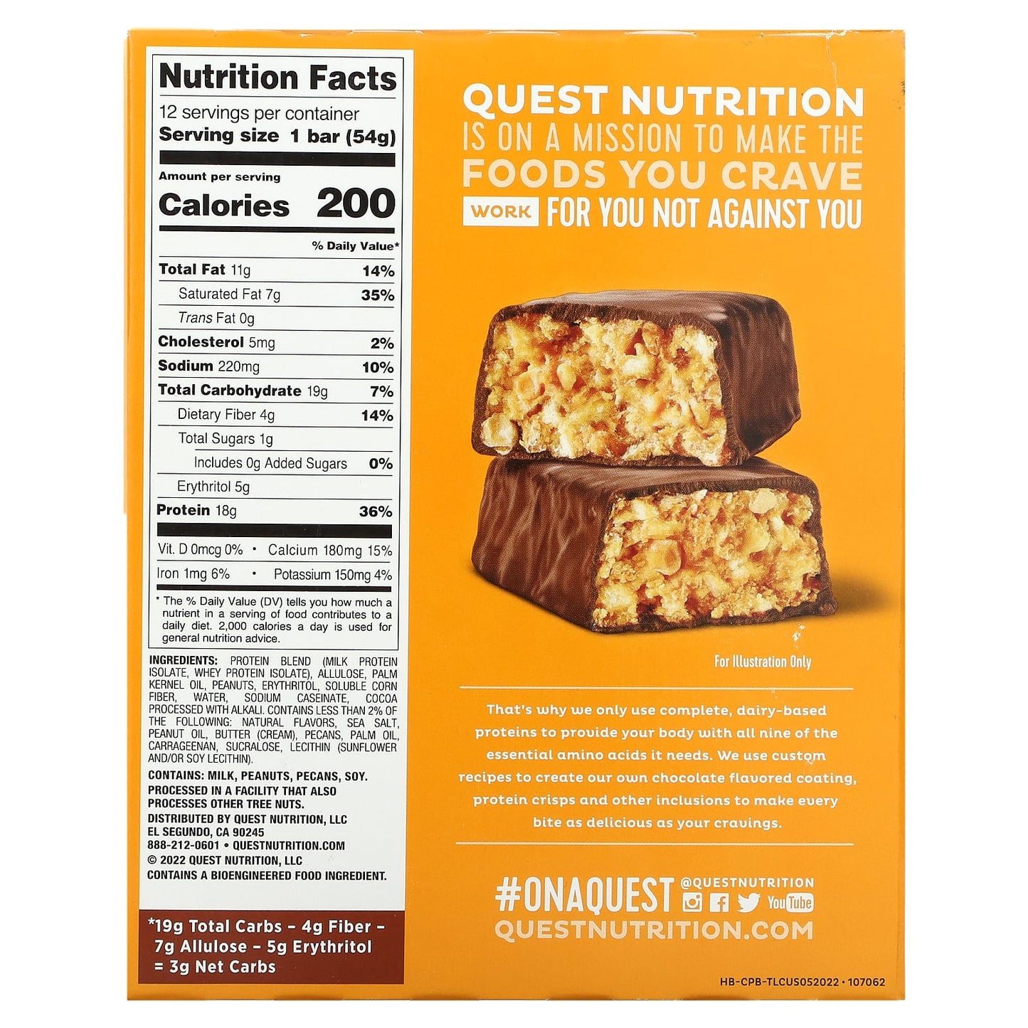 Quest Nutrition, Hero Protein Bar, Crispy Chocolate Peanut Butter, 12 Bars, 1.9 oz (54 g) Each - Image 2