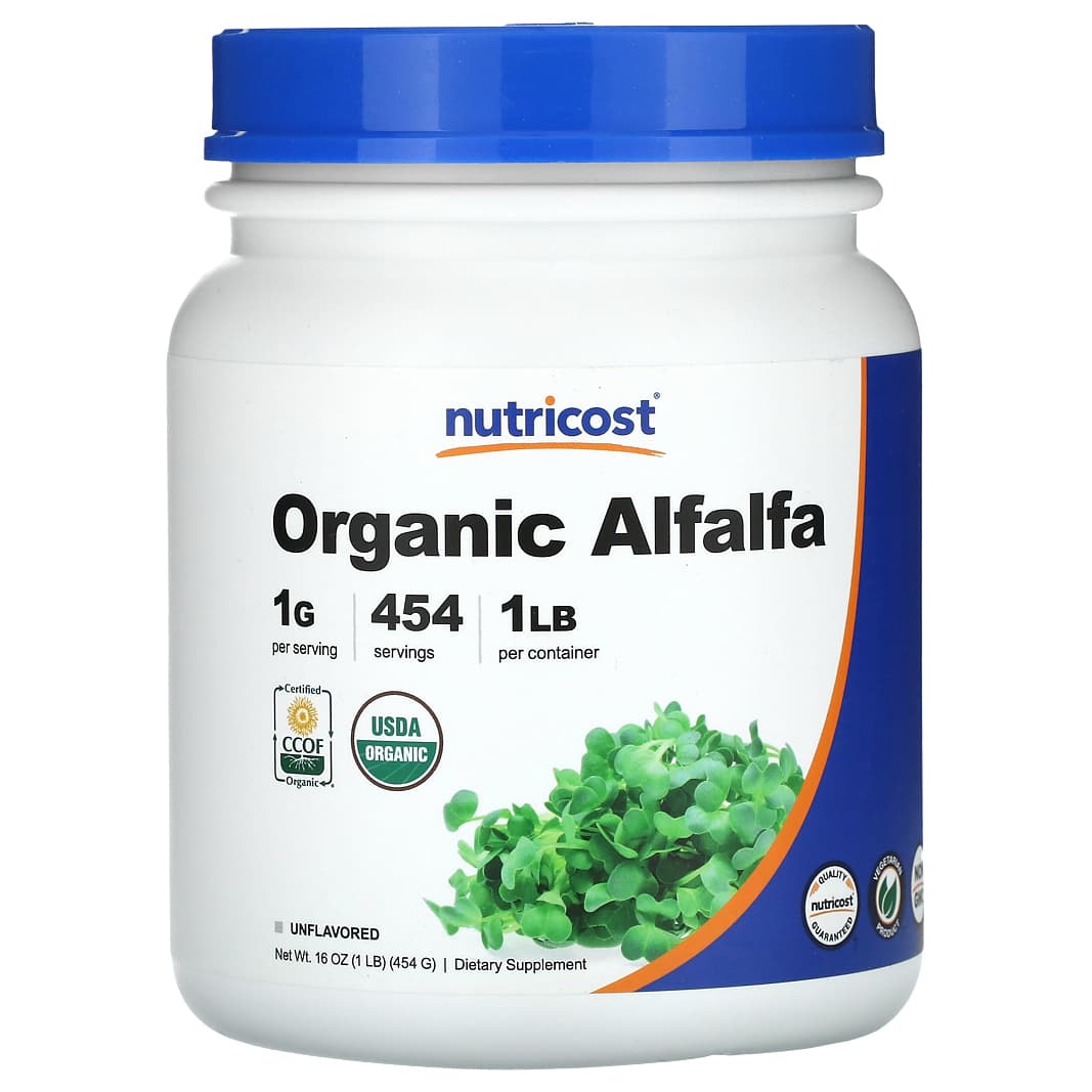 Nutricost, Organic Alfalfa Powder, Unflavored, 16 oz (454 g) - Image 1