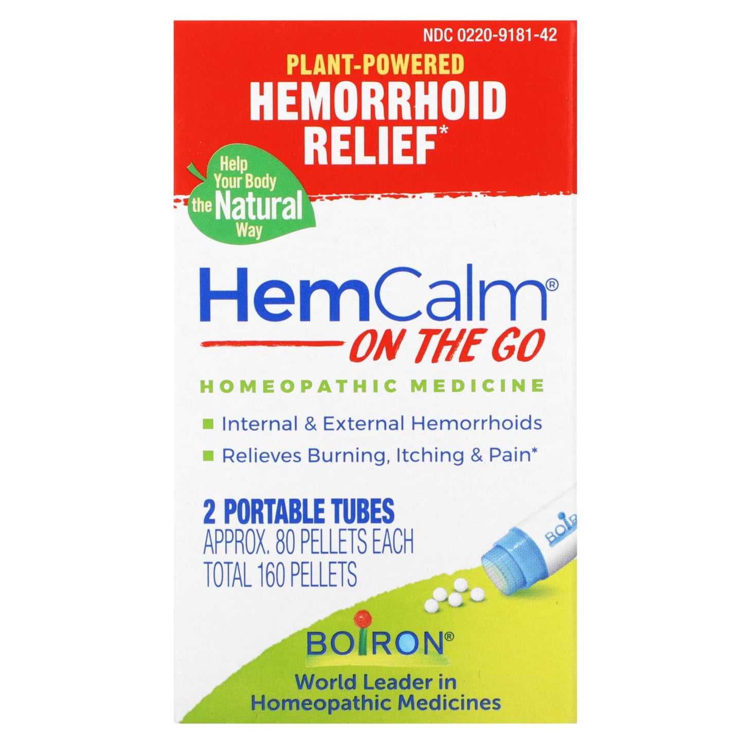 Boiron HemCalm On The Go Hemorrhoid Relief 2-Pack Portable Pellets - Image 1