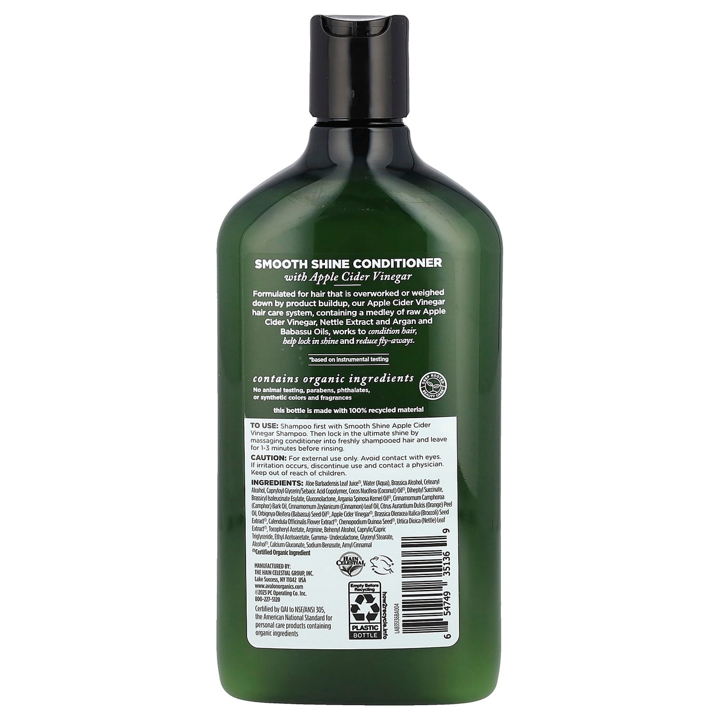 Avalon Organics Smooth Shine Apple Cider Vinegar Conditioner, 11 oz - Image 2