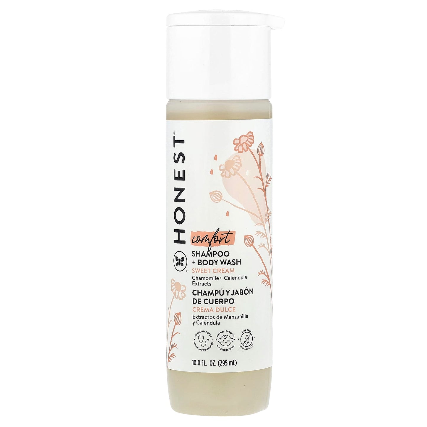 The Honest Company, Comfort, Shampoo + Body Wash, Sweet Cream, 10 fl oz (295 ml) - Image 1