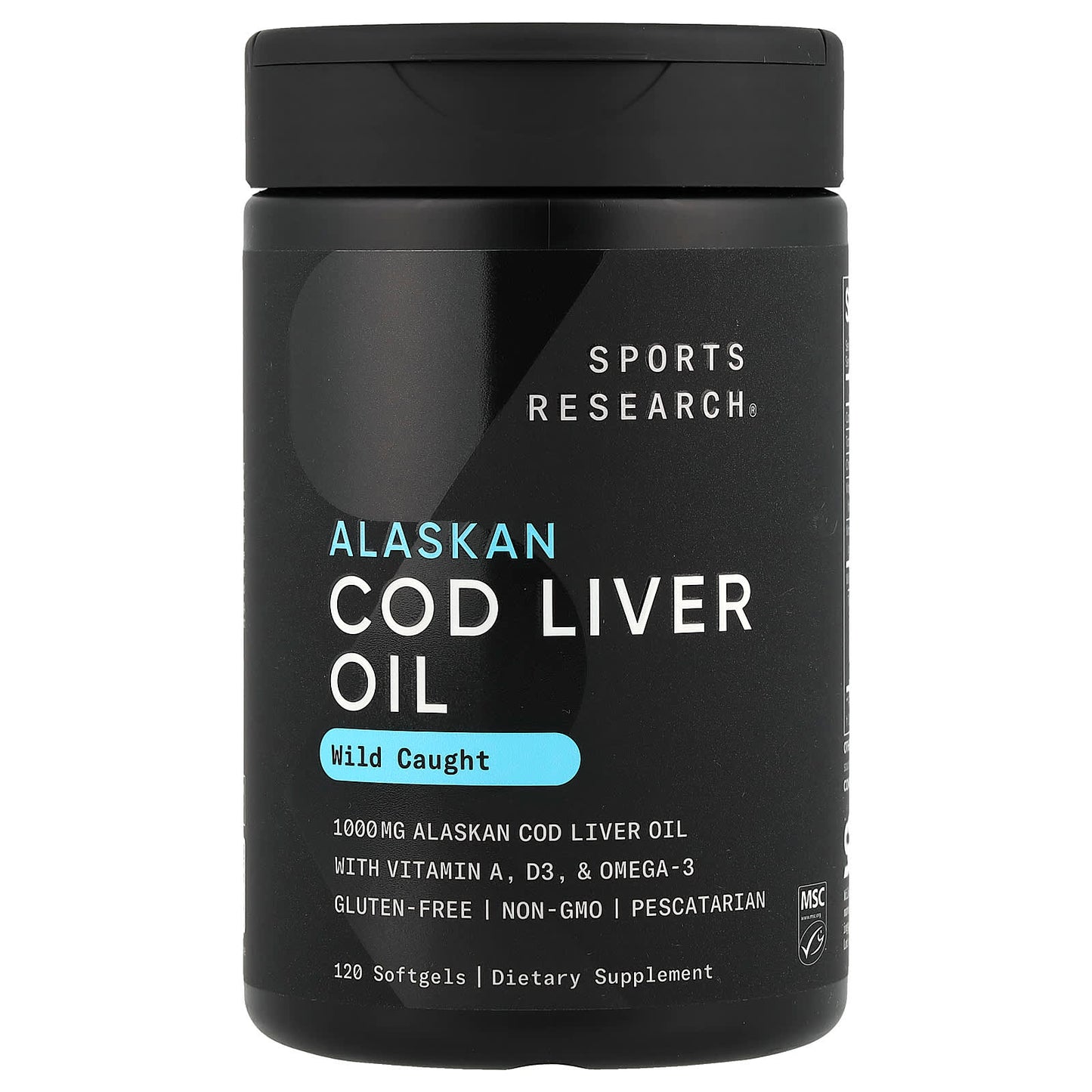 Sports Research, Alaskan Cod Liver Oil, 120 Softgels - Image 1