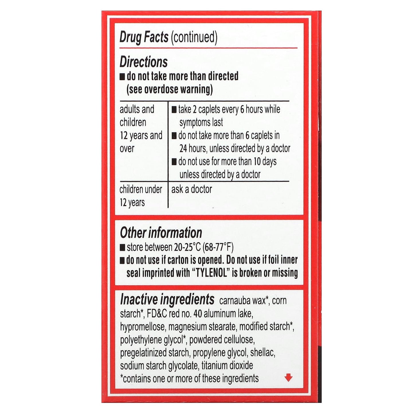 Tylenol, Extra Strength, Acetaminophen Pain Reliever Fever Reducer For Adults, 500 mg, 24 Caplets - Image 2