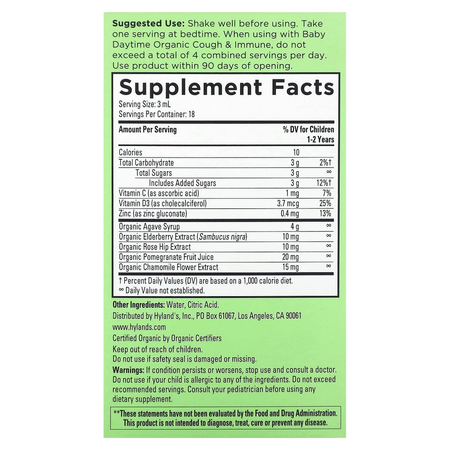 Hyland's Naturals Organic Cough & Immune Support for Babies 12+ Months - Image 2
