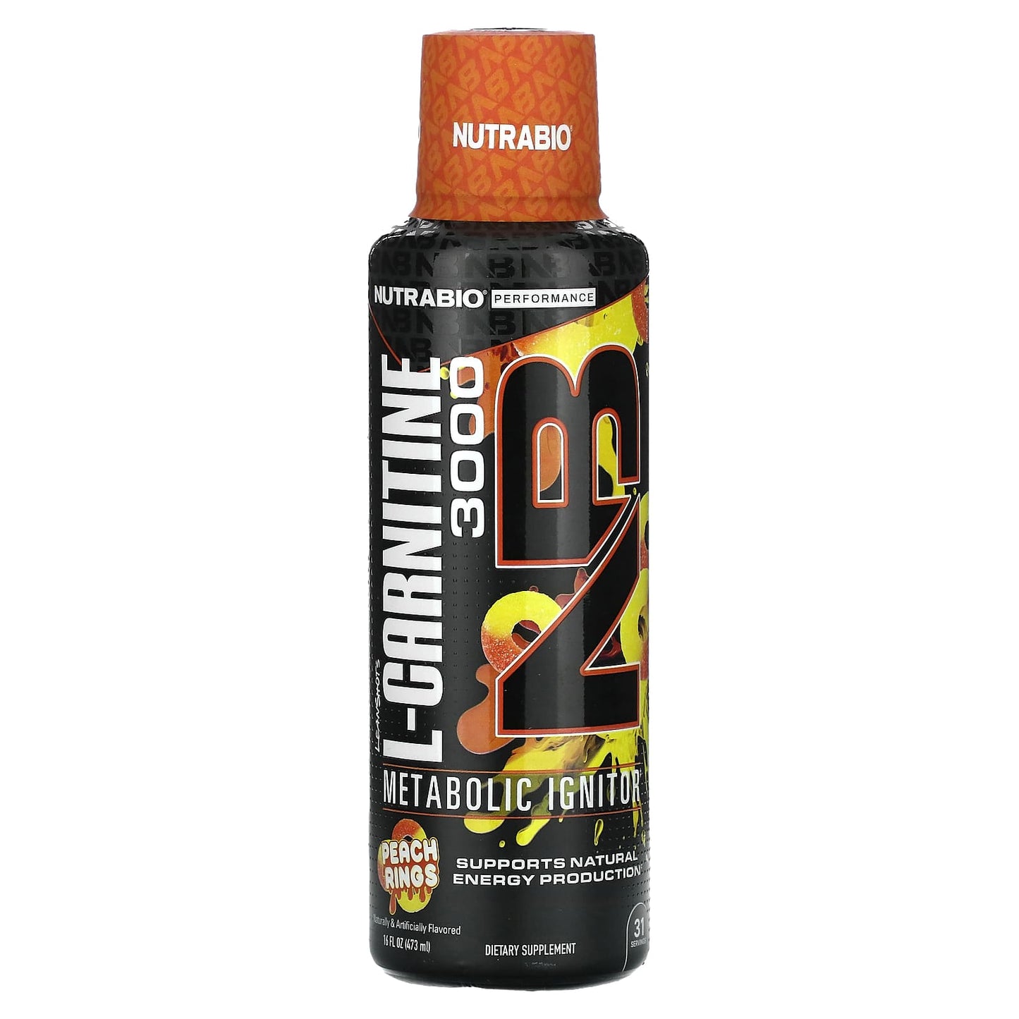 NutraBio, LeanShots L-Carnitine 3000, Peach Rings, 16 fl oz (473 ml) - Image 1