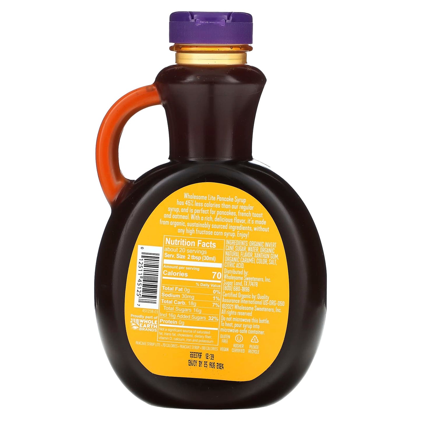 Wholesome Sweeteners, Organic Pancake Syrup, Lite, 20 fl oz (591 ml) - Image 2