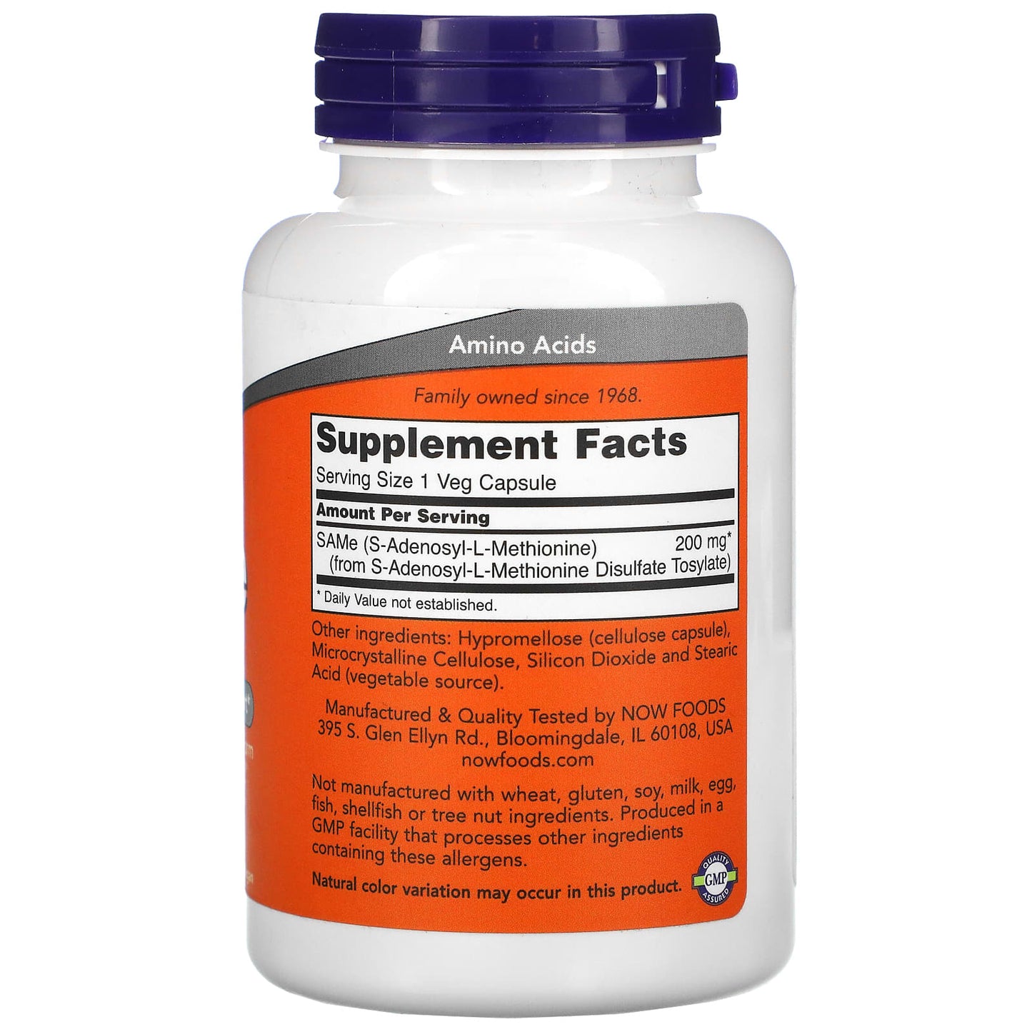 NOW Foods, SAMe (Disulfate Tosylate), 200 mg, 120 Veg Capsules - Image 2