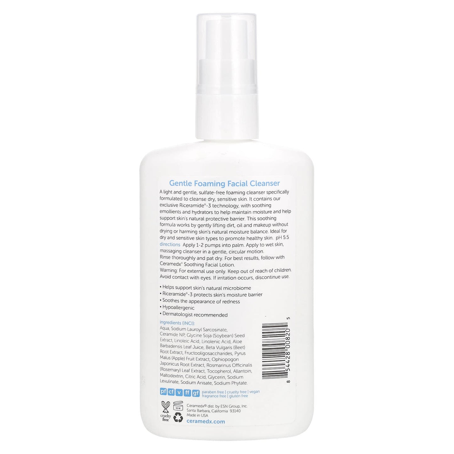 Gentle Ceramide Facial Cleanser for Dry, Sensitive Skin - 8 fl oz - Image 2