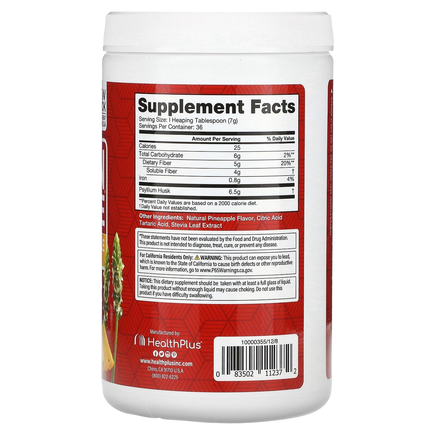 Natural Colon Cleanse Supplement by Health Plus - Psyllium Husk Powder - Image 2
