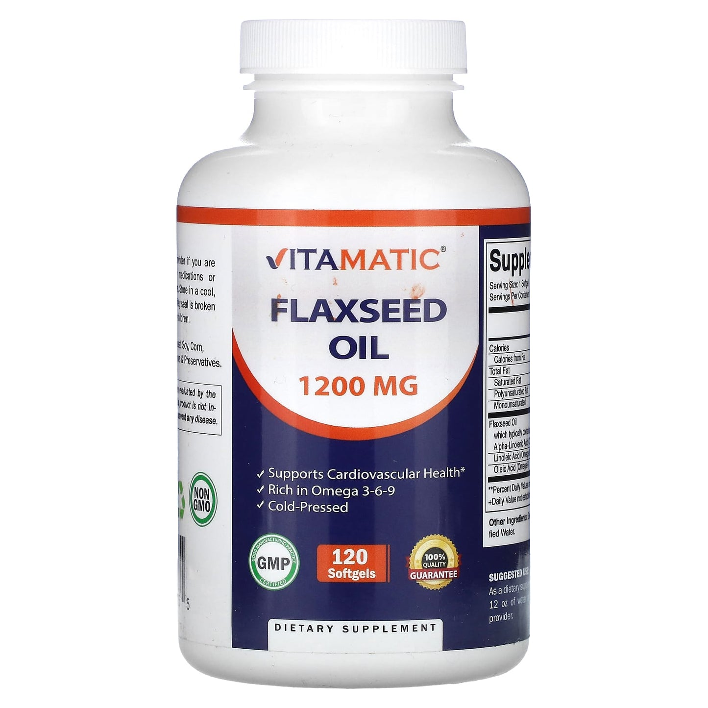 Vitamatic, Flaxseed Oil, 1,200 mg, 120 Softgels - Image 1