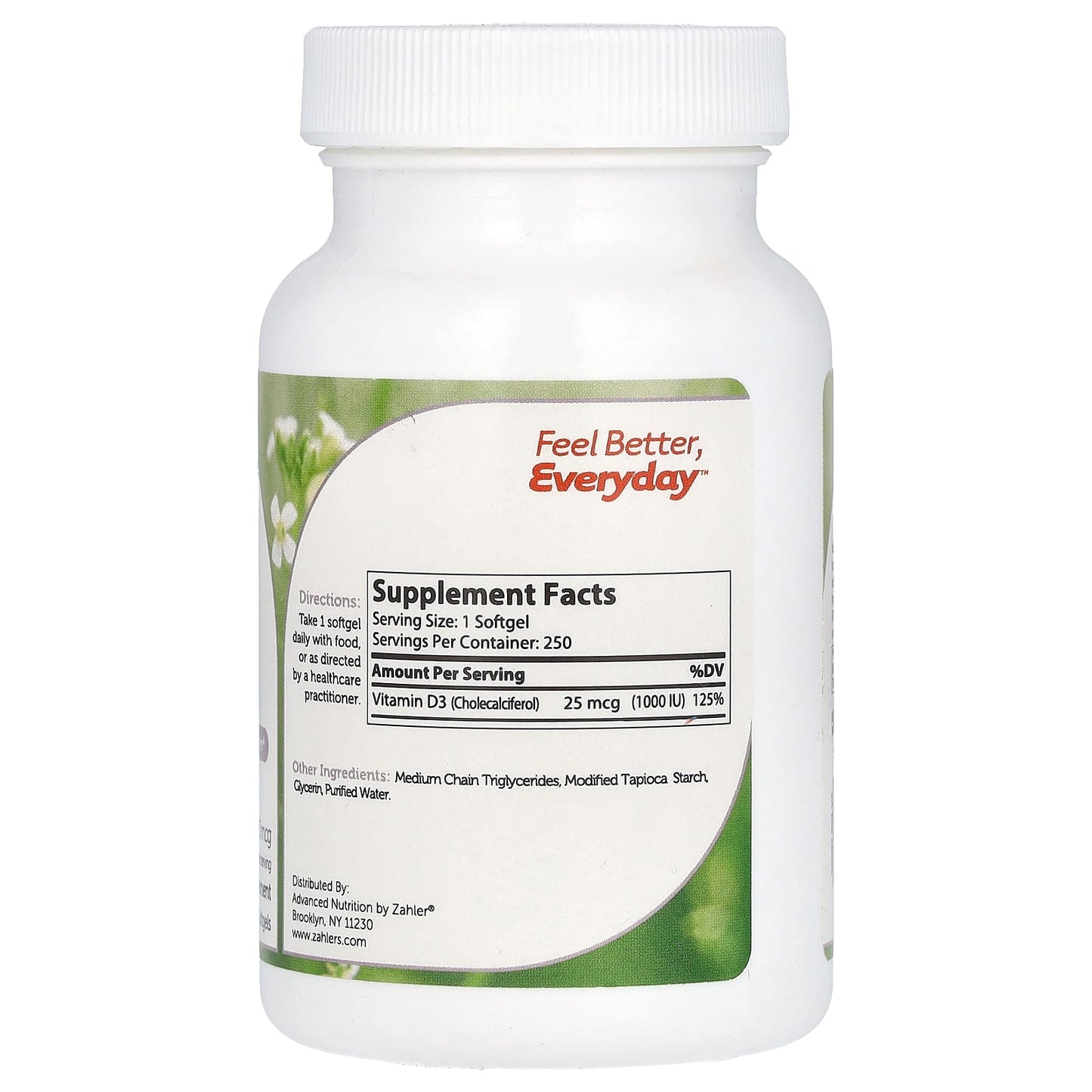 Zahler, Vitamin D3, 25 mcg (1,000 IU), 250 Softgels - Image 2