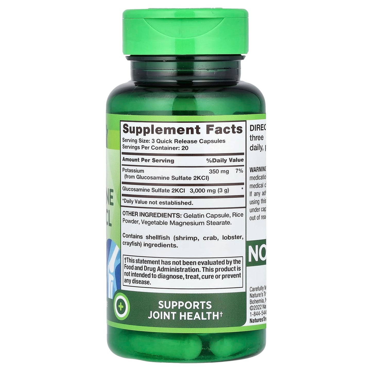 Nature's Truth, Triple Strength Glucosamine Sulfate 2KCL, 60 Quick Release Capsules (1,000 mg per Capsule) - Image 2