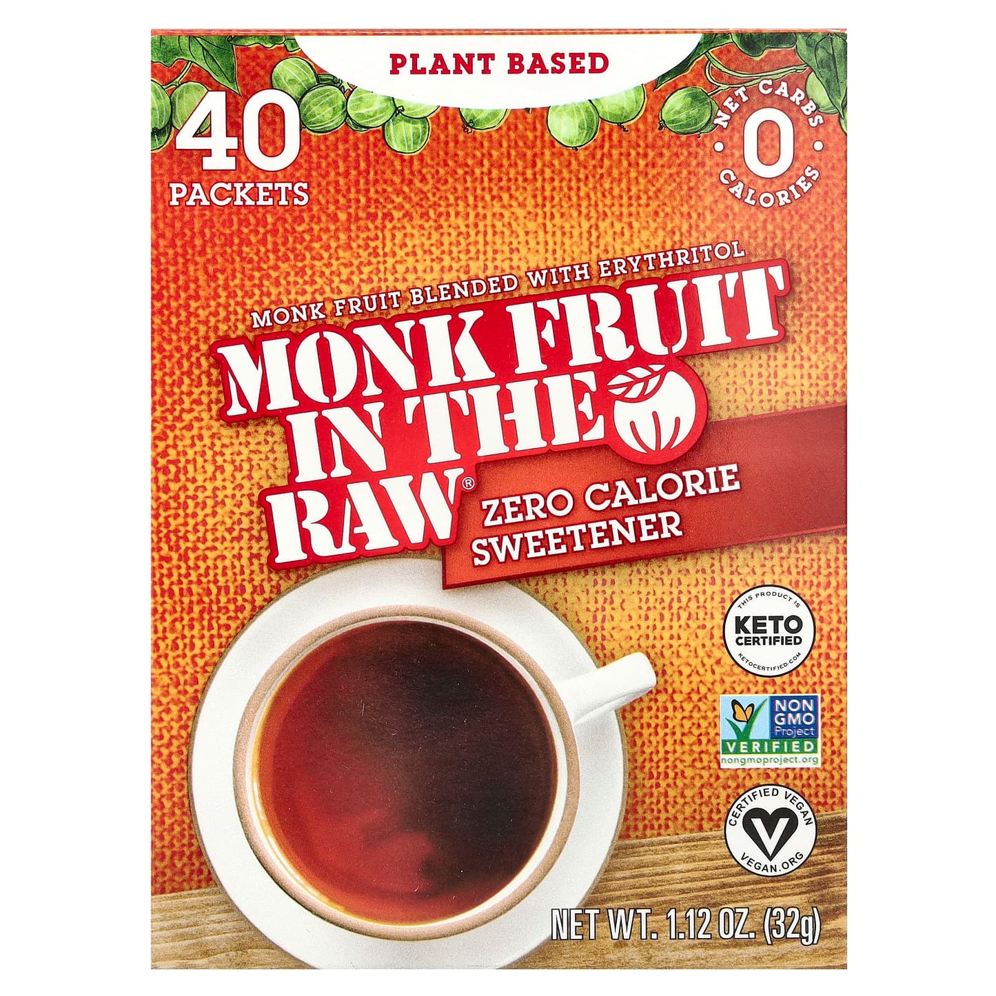 Zero-Calorie Monk Fruit Sweetener by In the Raw - 40 Packets - Image 1