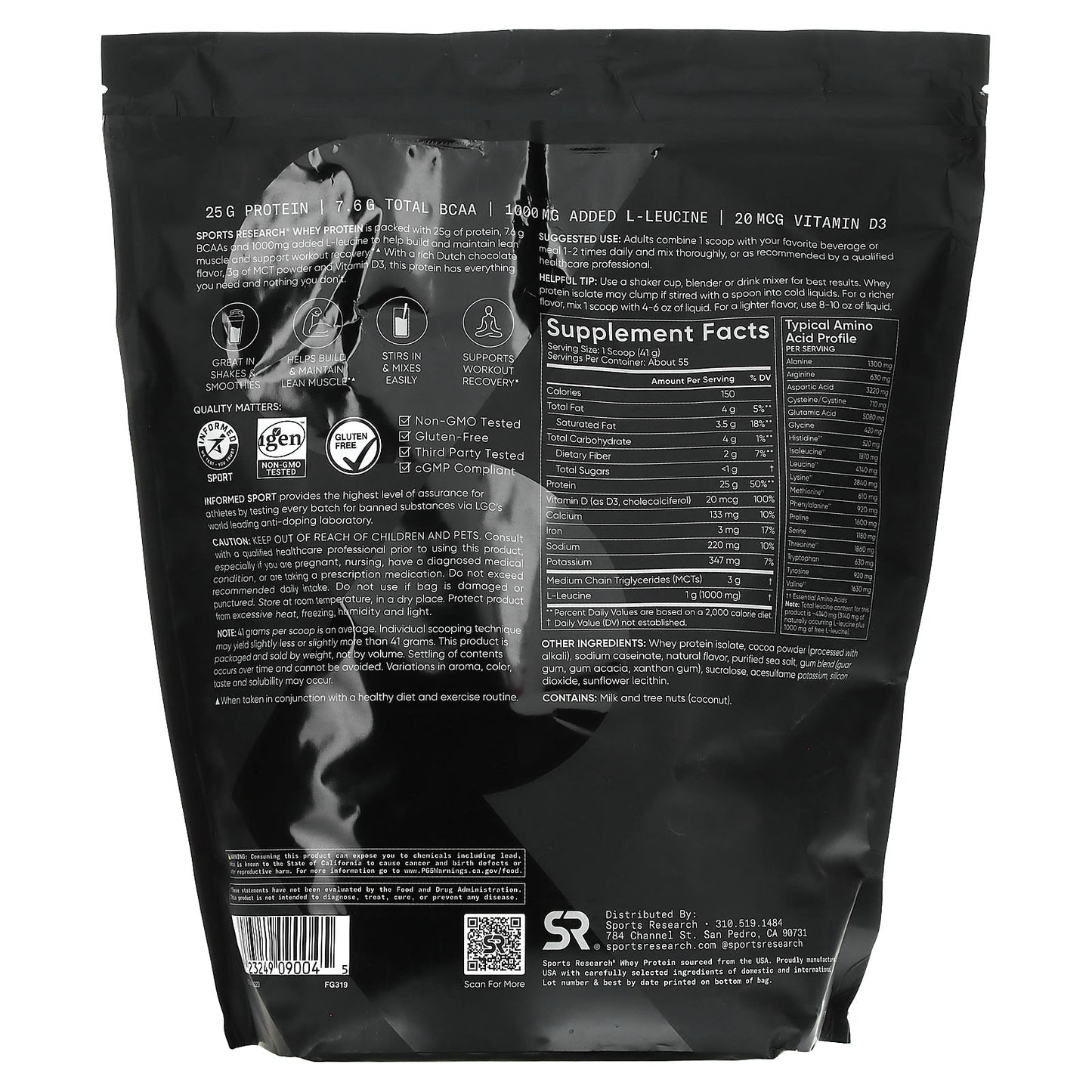 Sports Research, Whey Protein, Dutch Chocolate, 5 lb (2.27 kg) - Image 2